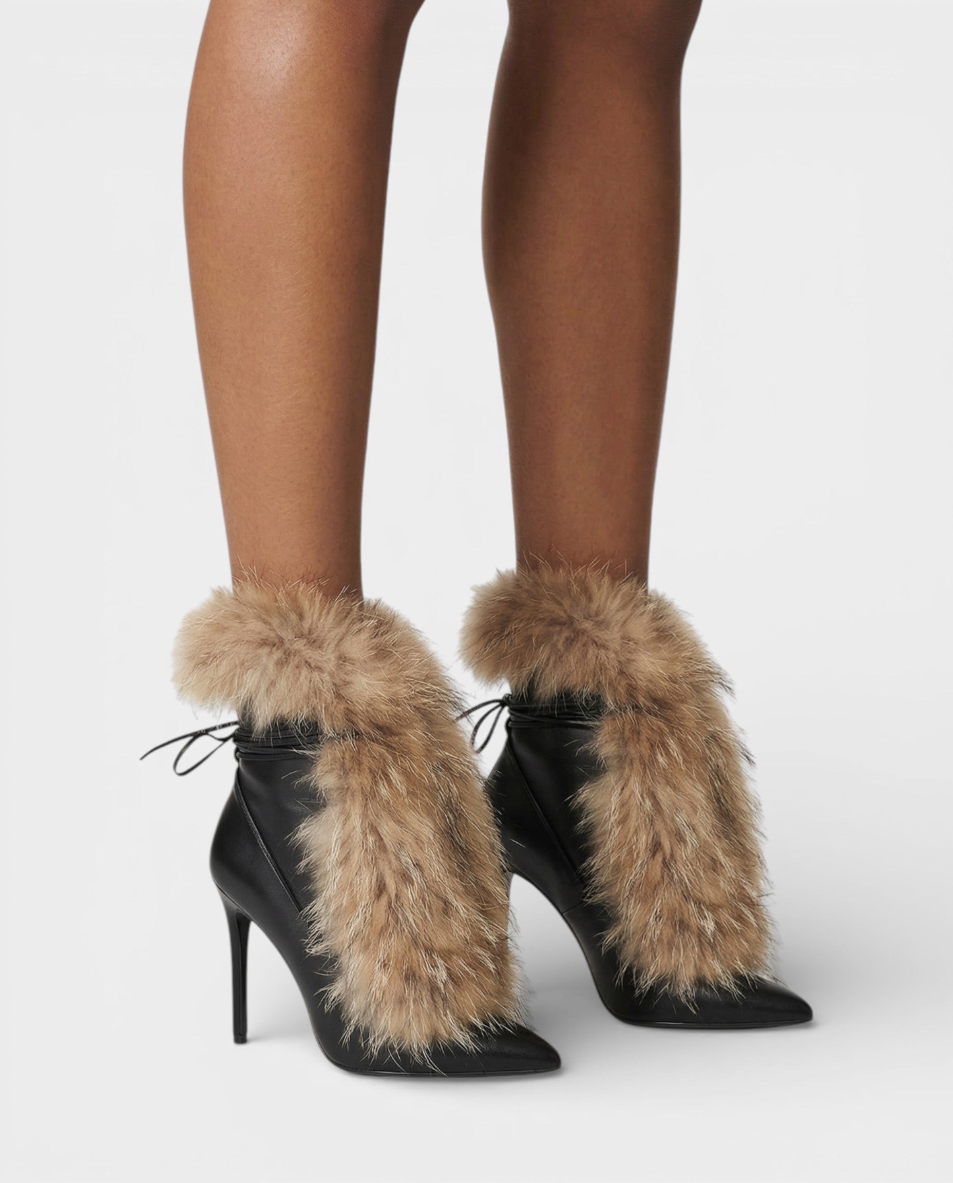 LORINA | Faux-Fur Pointed-Toe Bootie Heels