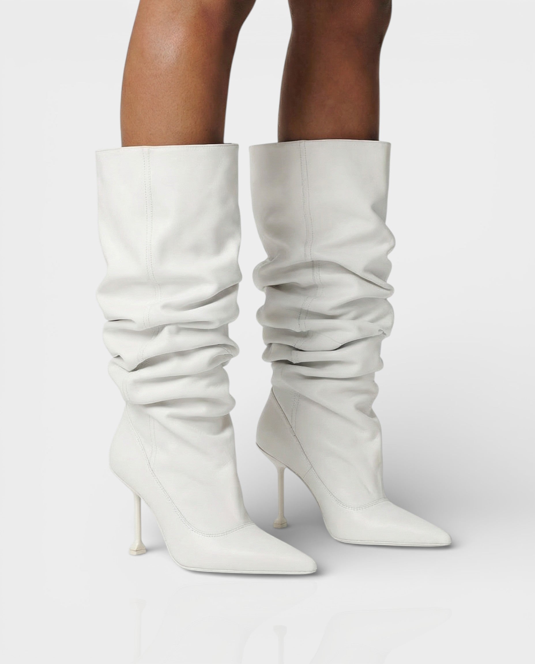 BELLARA | Faux Leather Slouchy Pointed Toe Stiletto Boots
