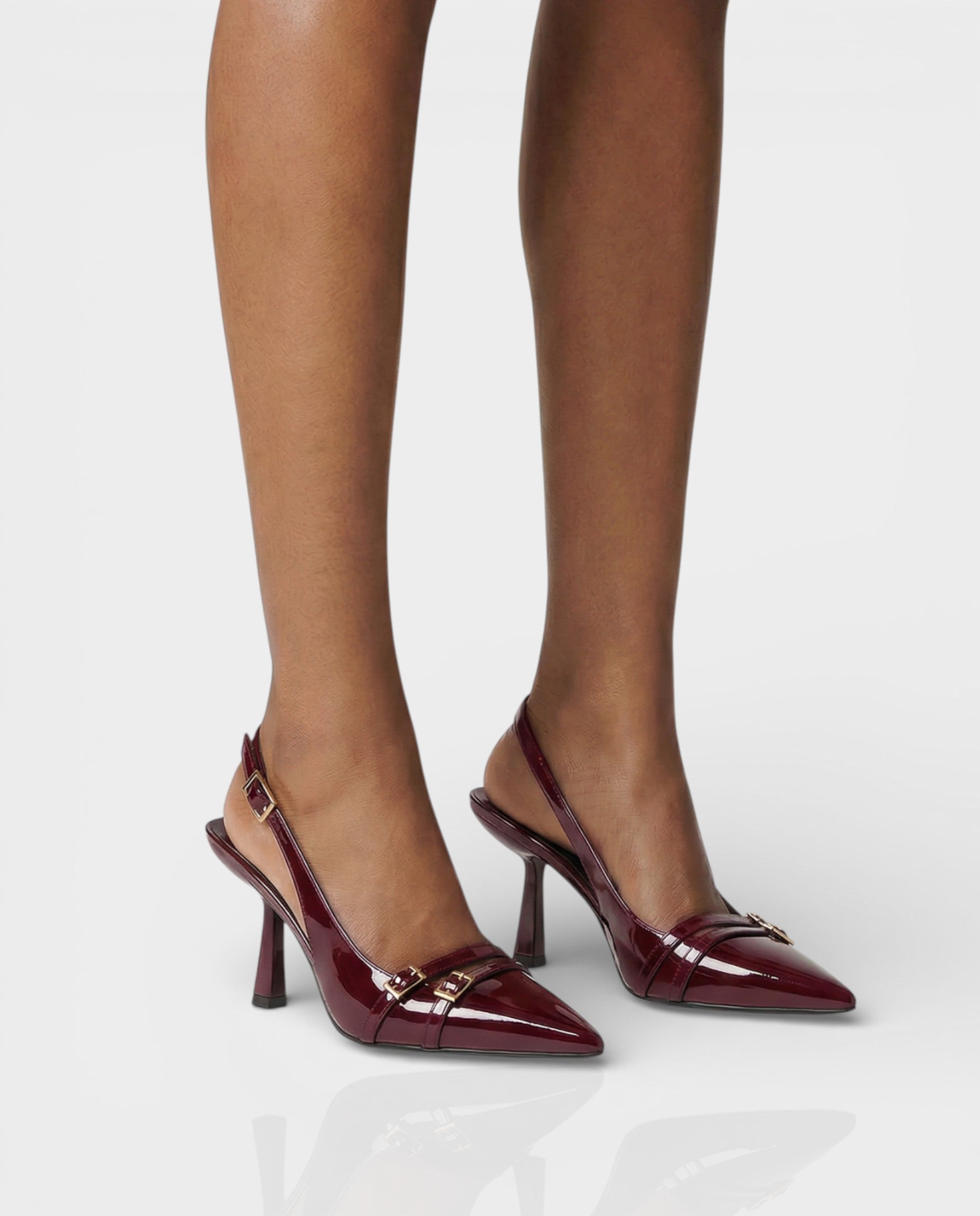 VALEN | Patent Buckle Slingback Heels