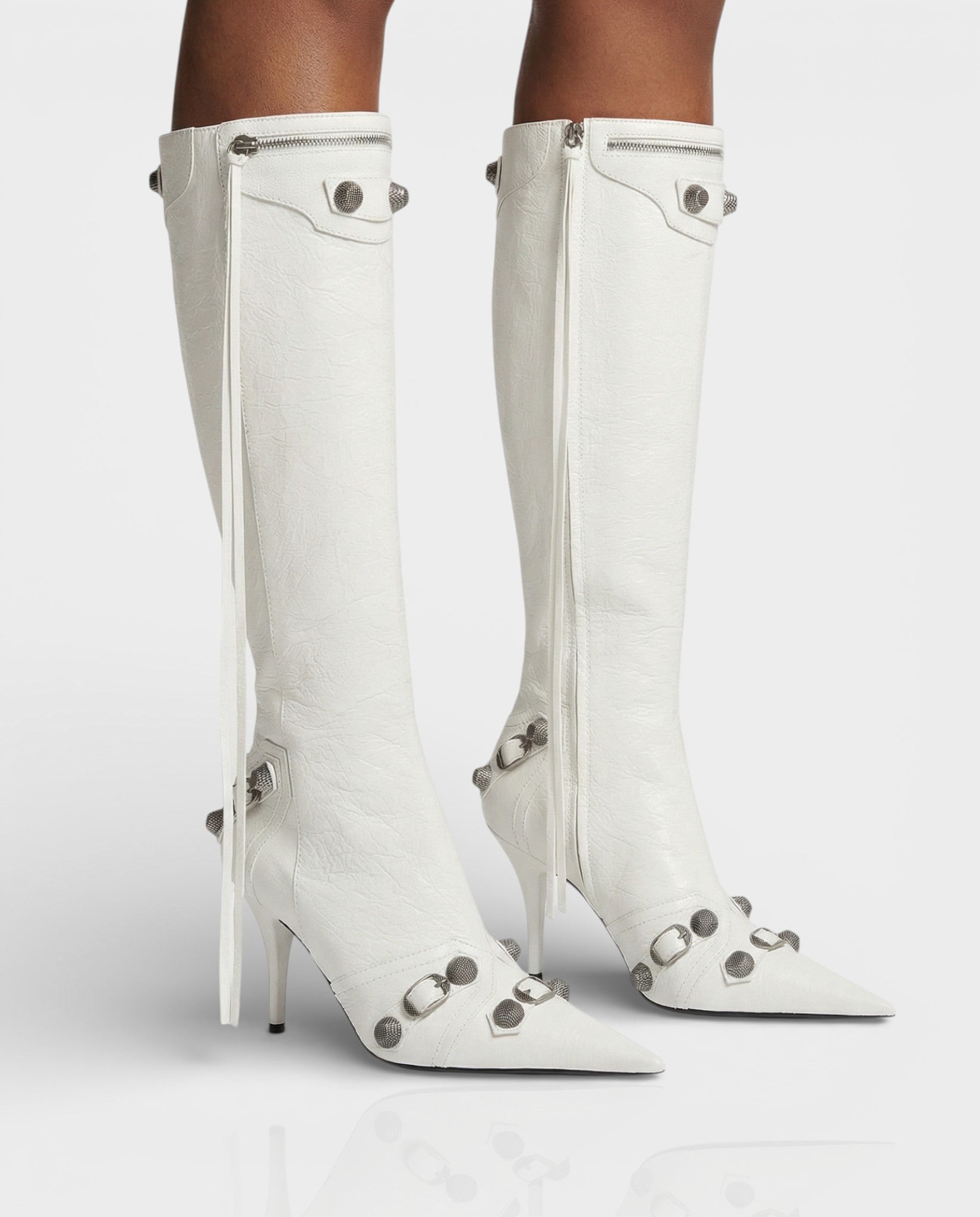 WENA | Studded Pointed Toe Knee-High Boots