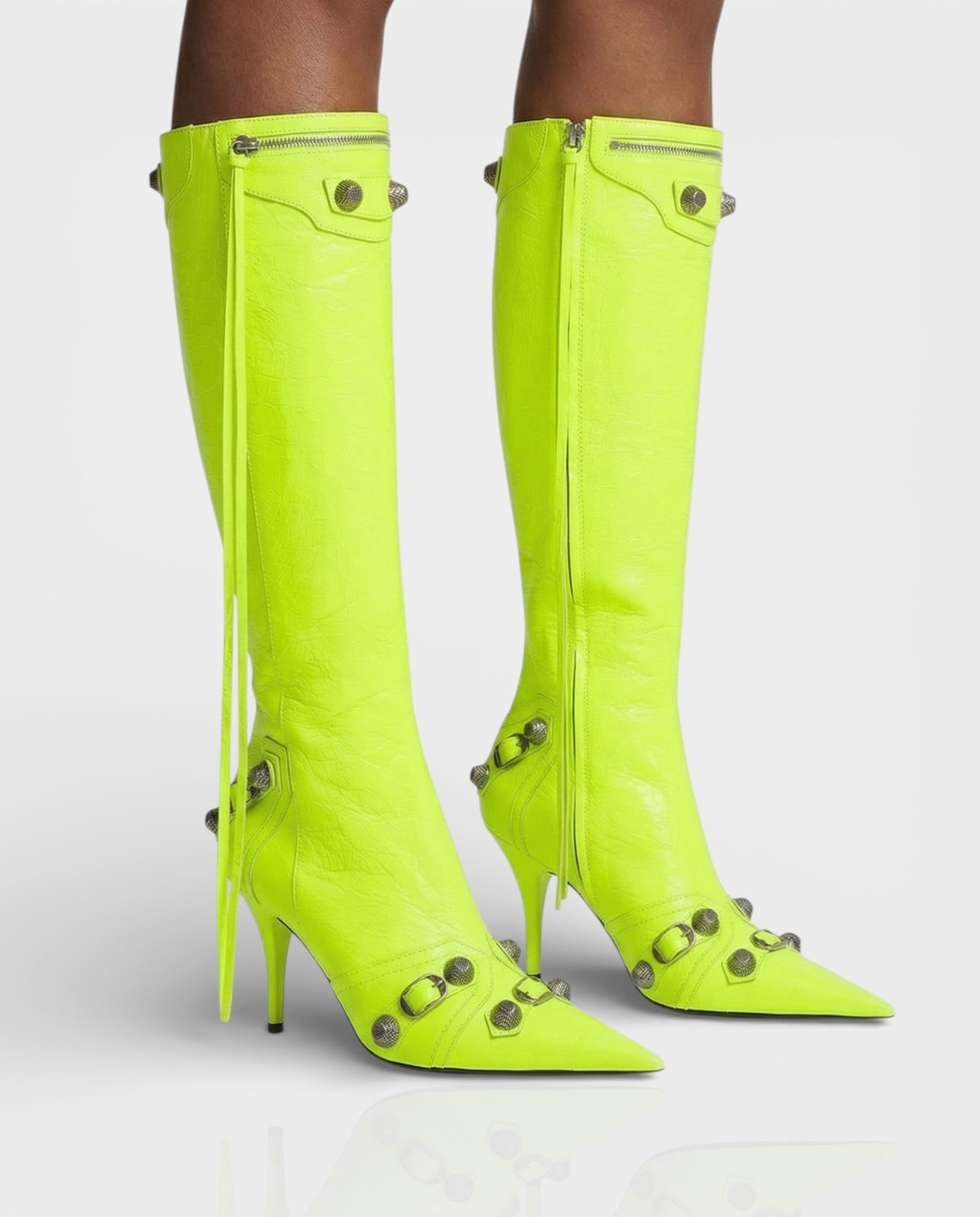 WENA | Studded Pointed Toe Knee-High Boots