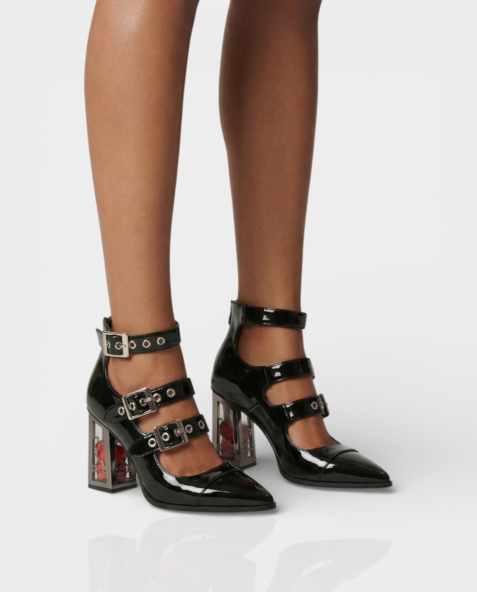 MARIBEL | Sharp Toe Gothic Clasp Heels Tall Heel