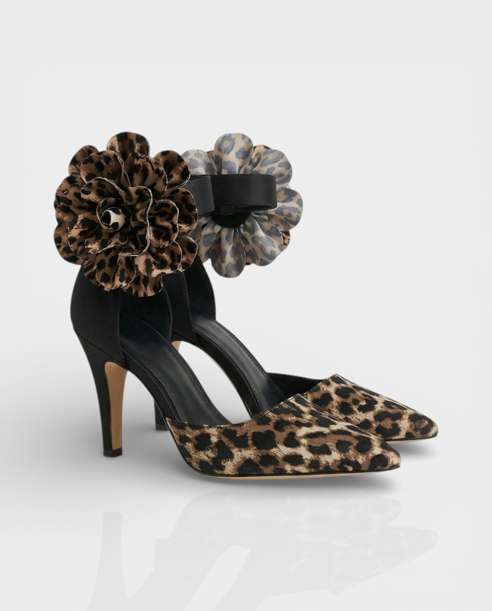 VIVIANA | Floral Appliqué Ankle Strap Heels