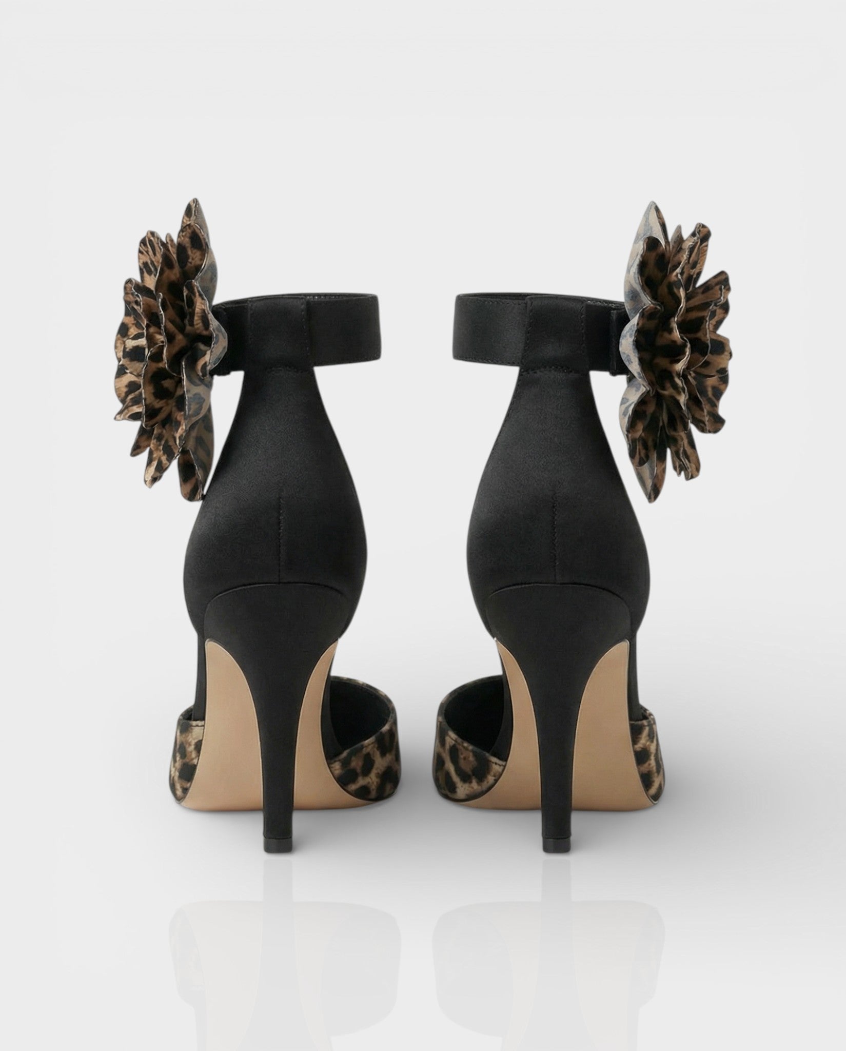 VIVIANA | Floral Appliqué Ankle Strap Heels