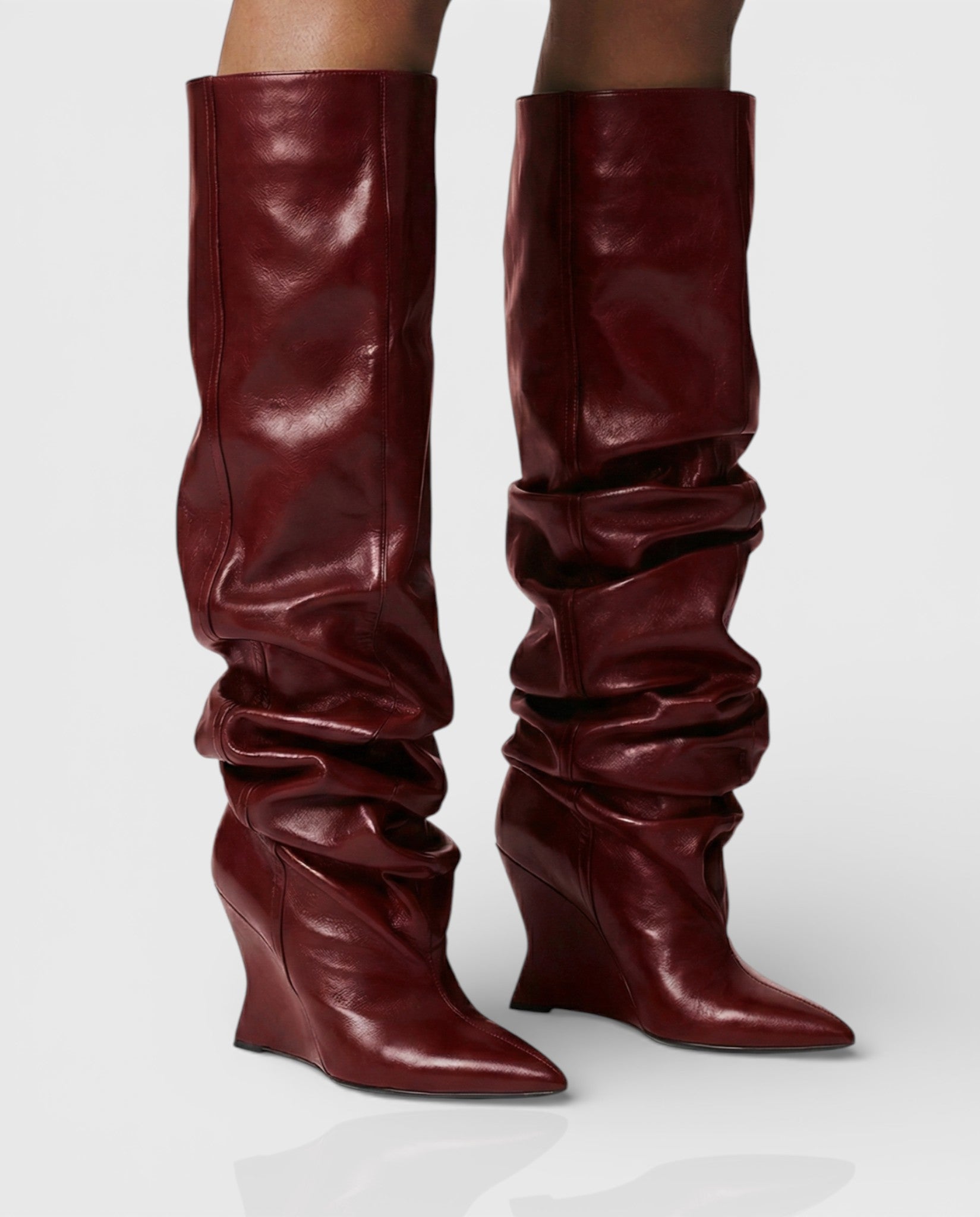 ELOURA | Slouch Knee-High Wedge Heel Boots