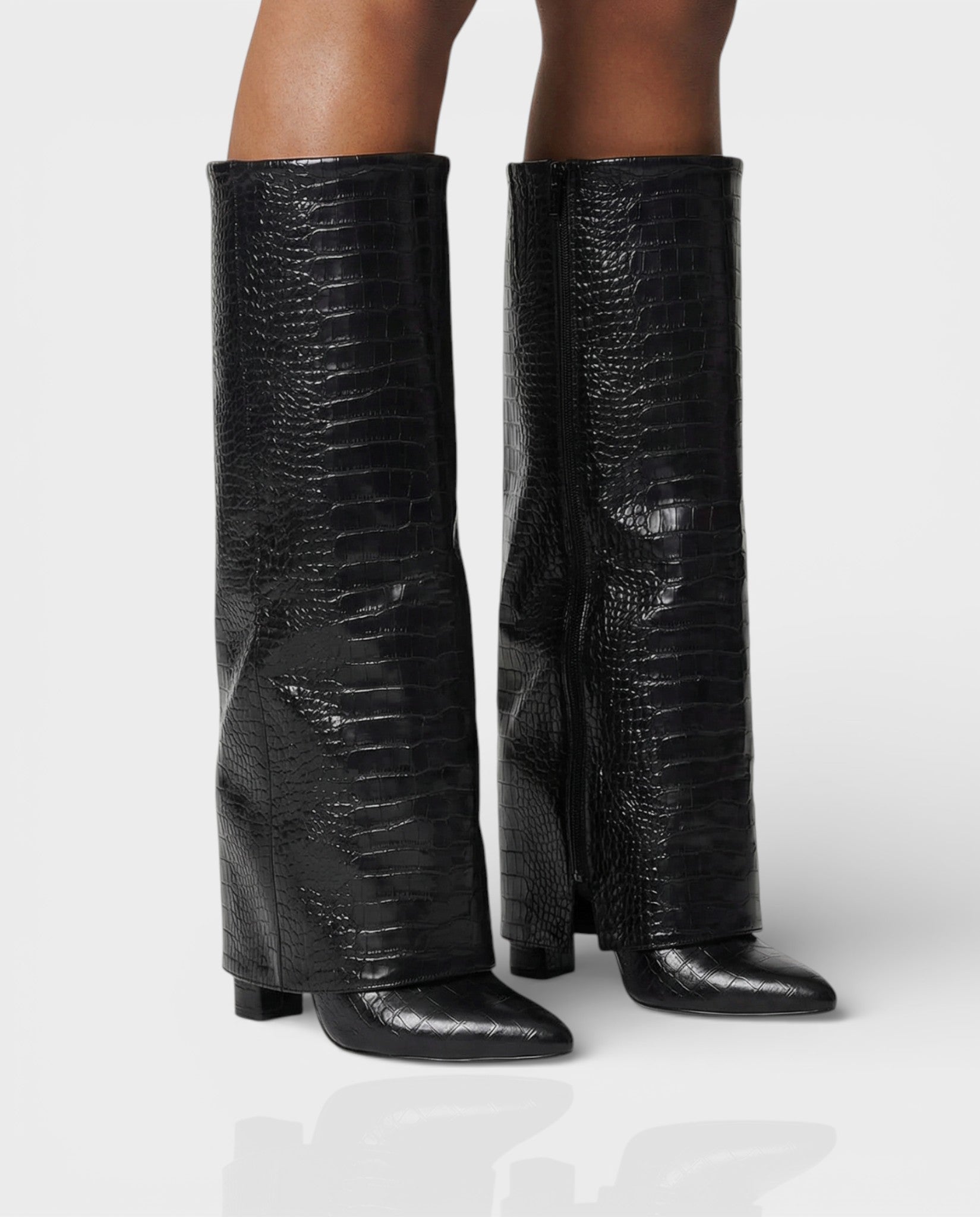 MAISY | Straight Faux Crocodile Boots