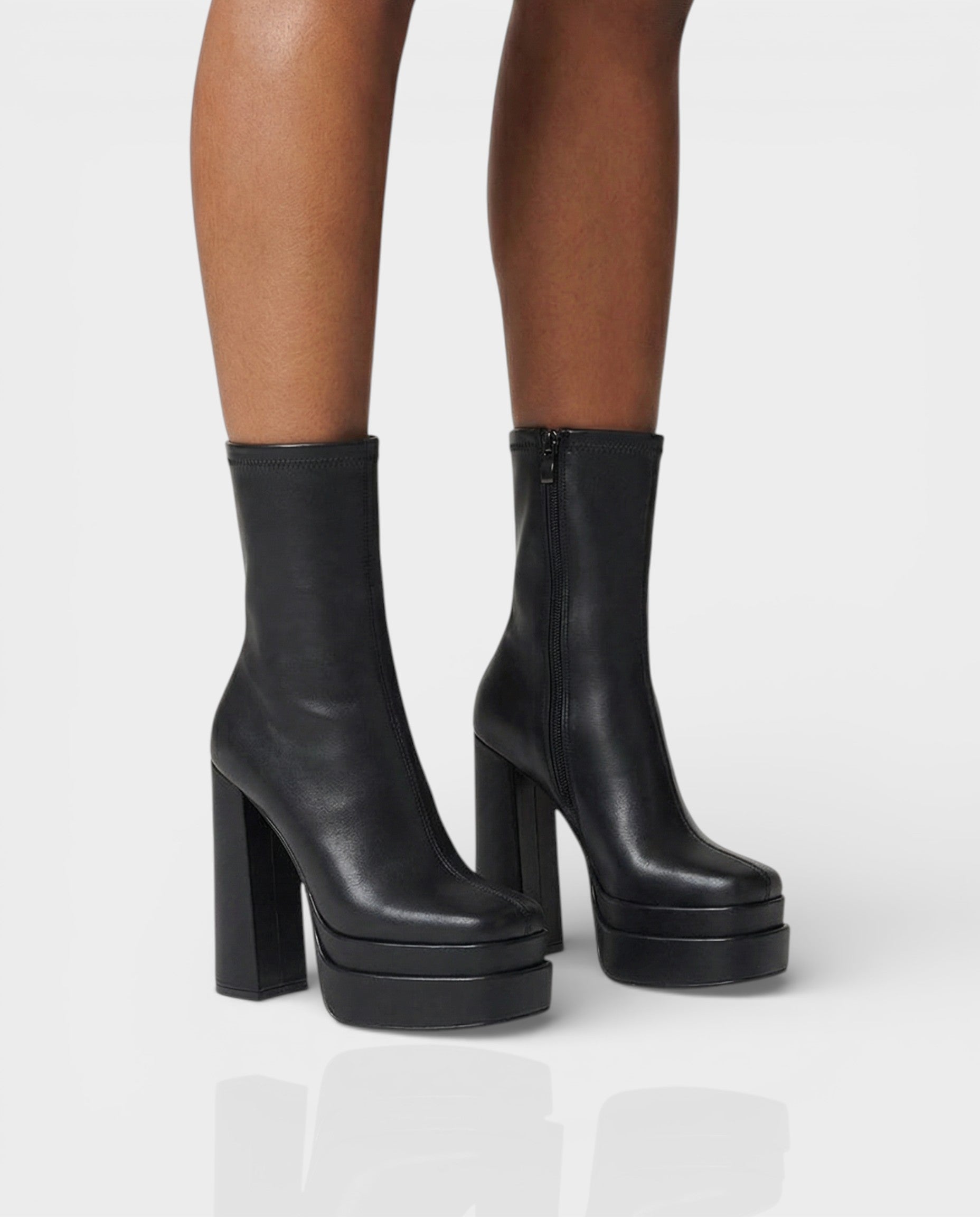 SOREYA | Thick Heel Faux Leather Boots