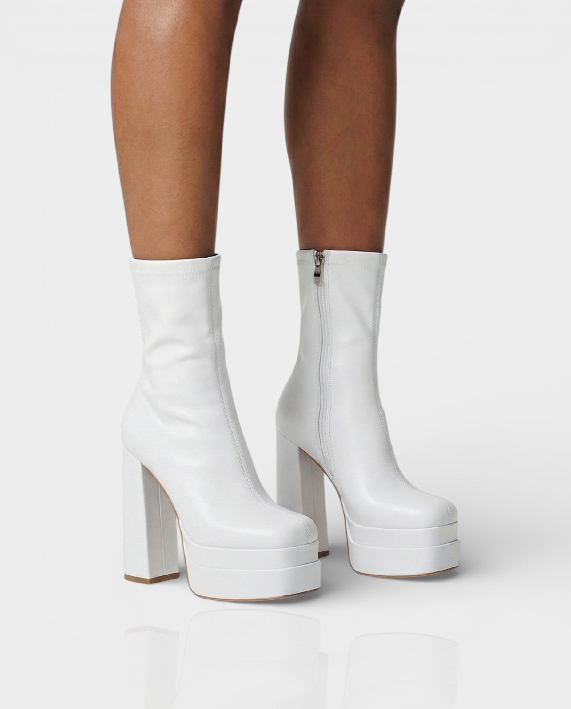 SOREYA | Thick Heel Faux Leather Boots