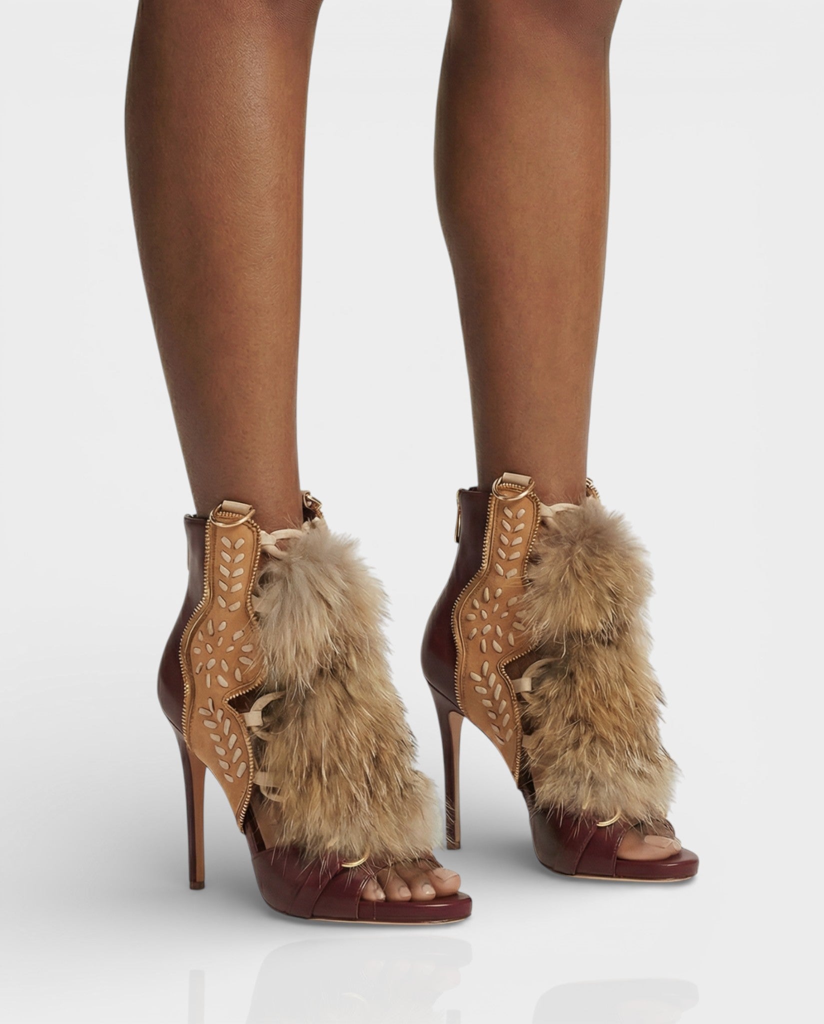 KELLA | Faux-Fur Lace-Up Stiletto Heels