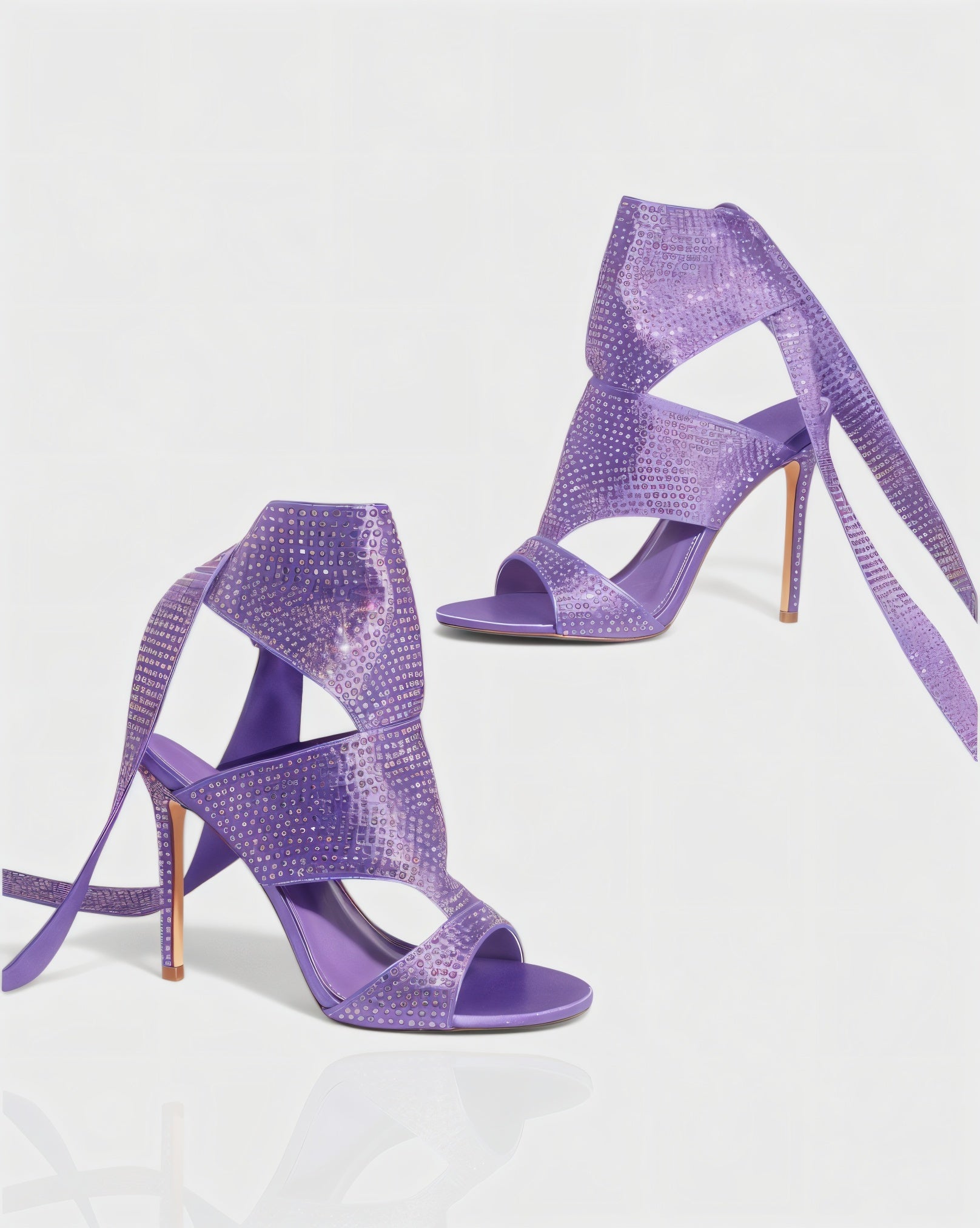 BRIANNE | Square Head Rhinestone Lace-Up Knee High Heels