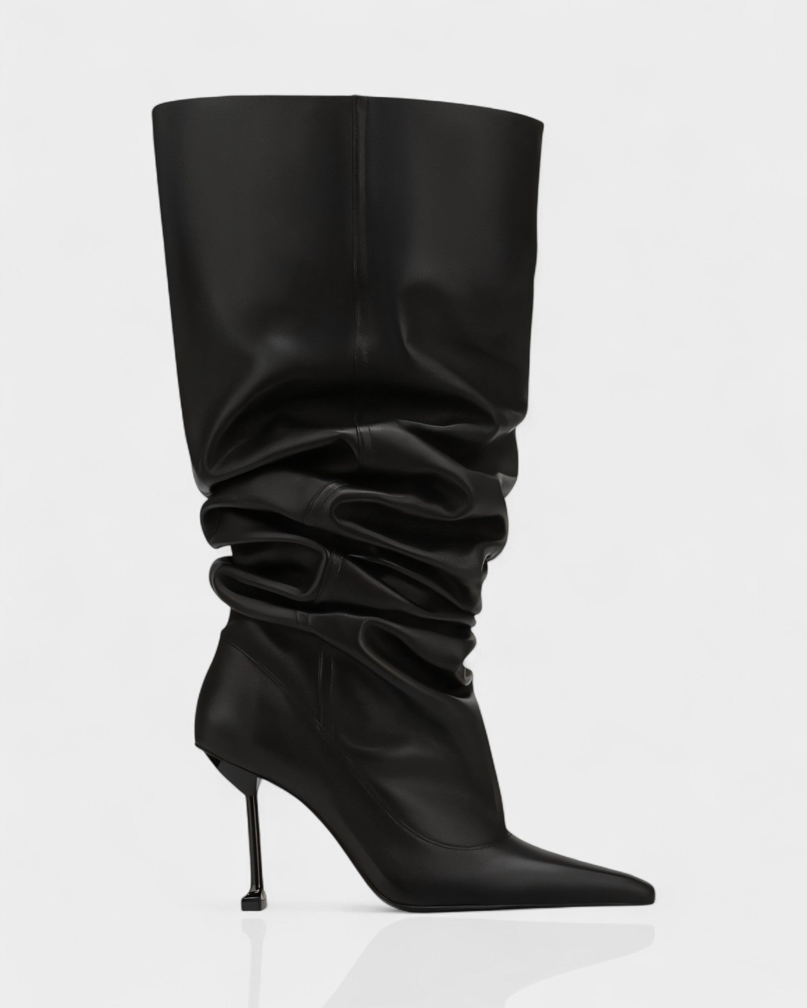BELLARA | Faux Leather Slouchy Pointed Toe Stiletto Boots