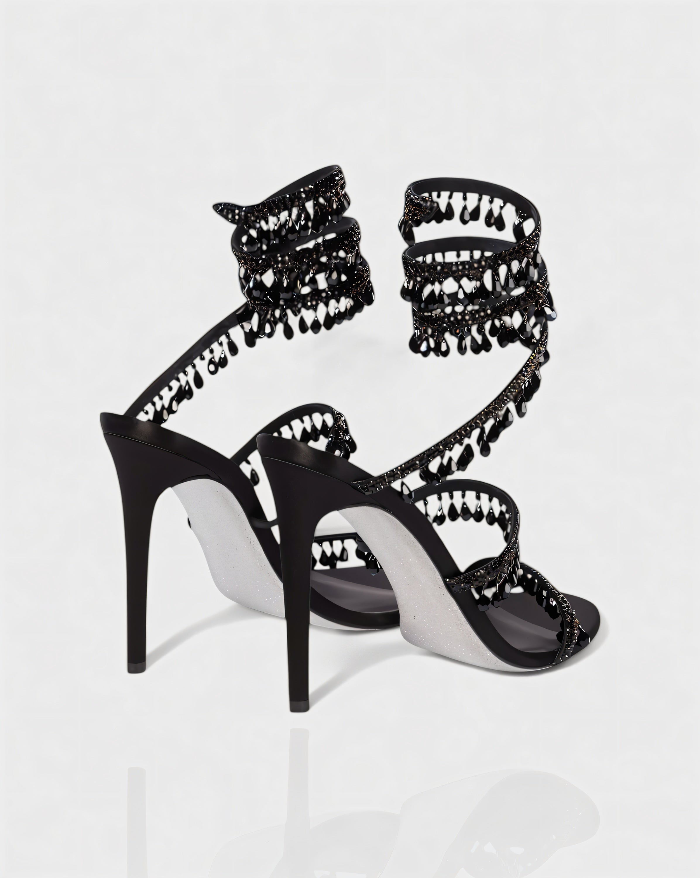 ALYRA | Rhinestone Tassel Ankle-Wrap High Heels
