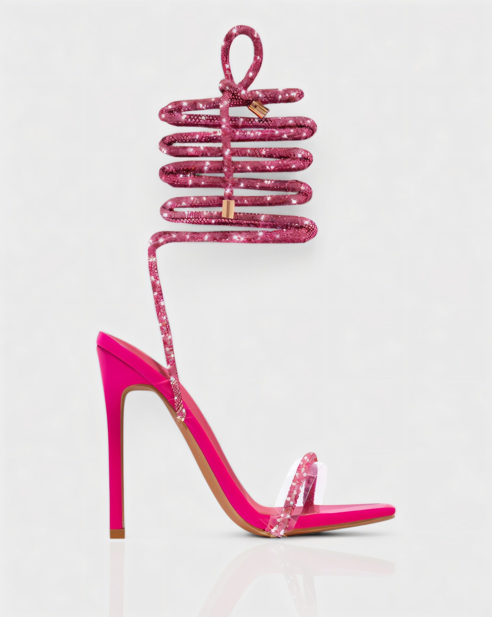 KYLIE | Diamante Lace Up Square Toe High Heels