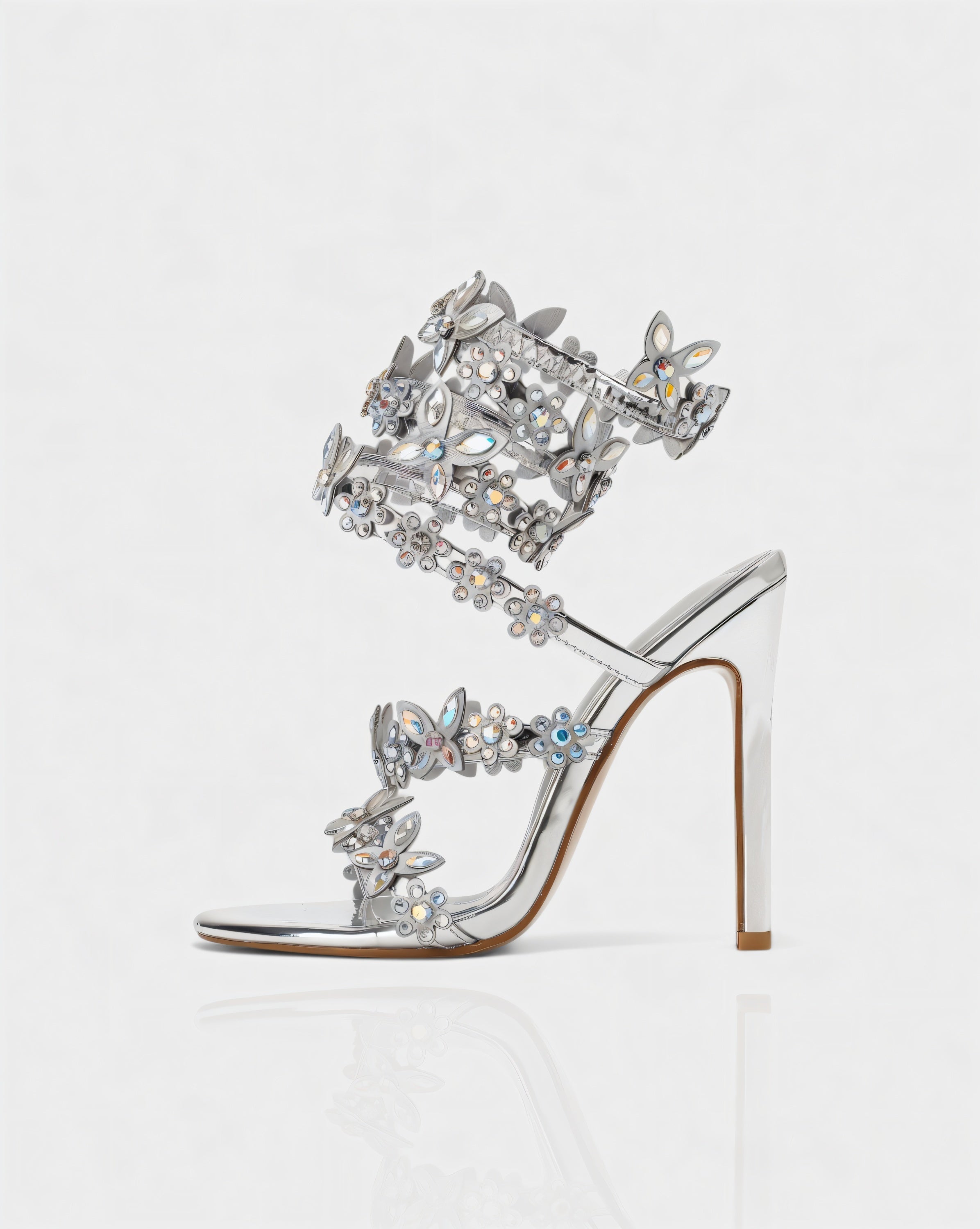 VALENA | Crystal Embellished Butterfly & Floral Strappy High Heels