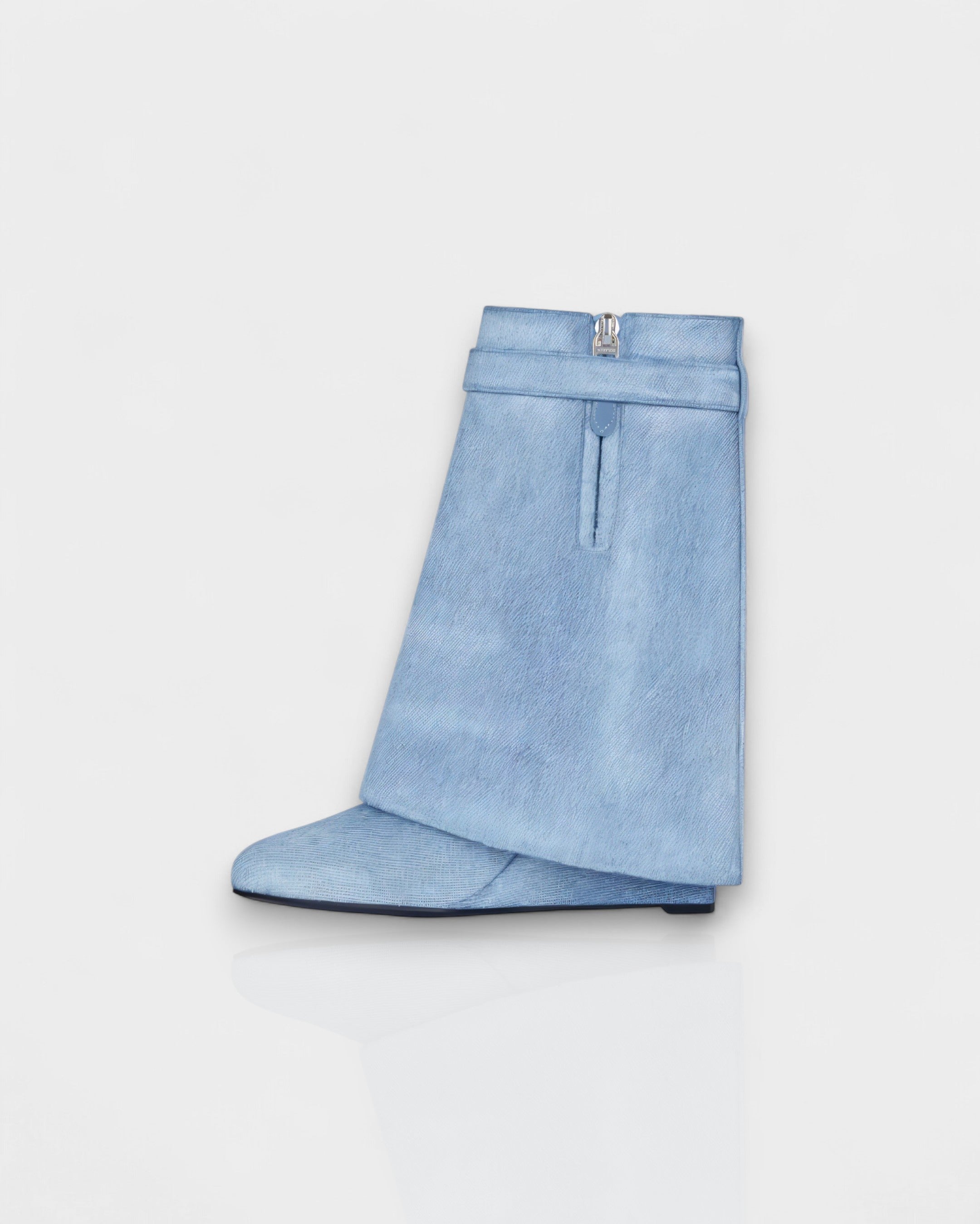 AVELINE | Padlock Wedge Faux Leather Ankle Boots