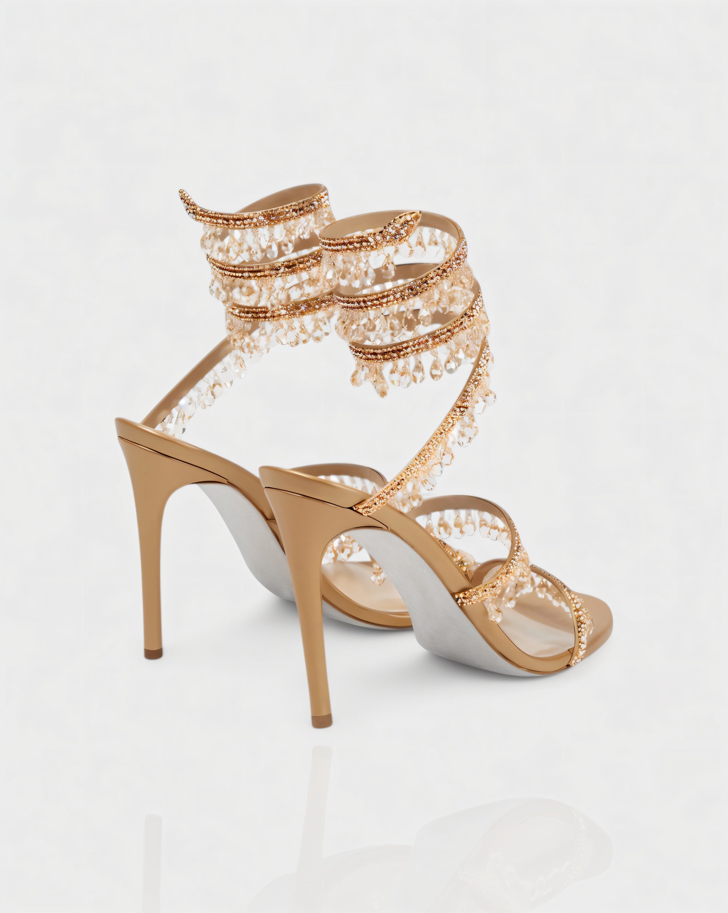 ALYRA | Rhinestone Tassel Ankle-Wrap High Heels