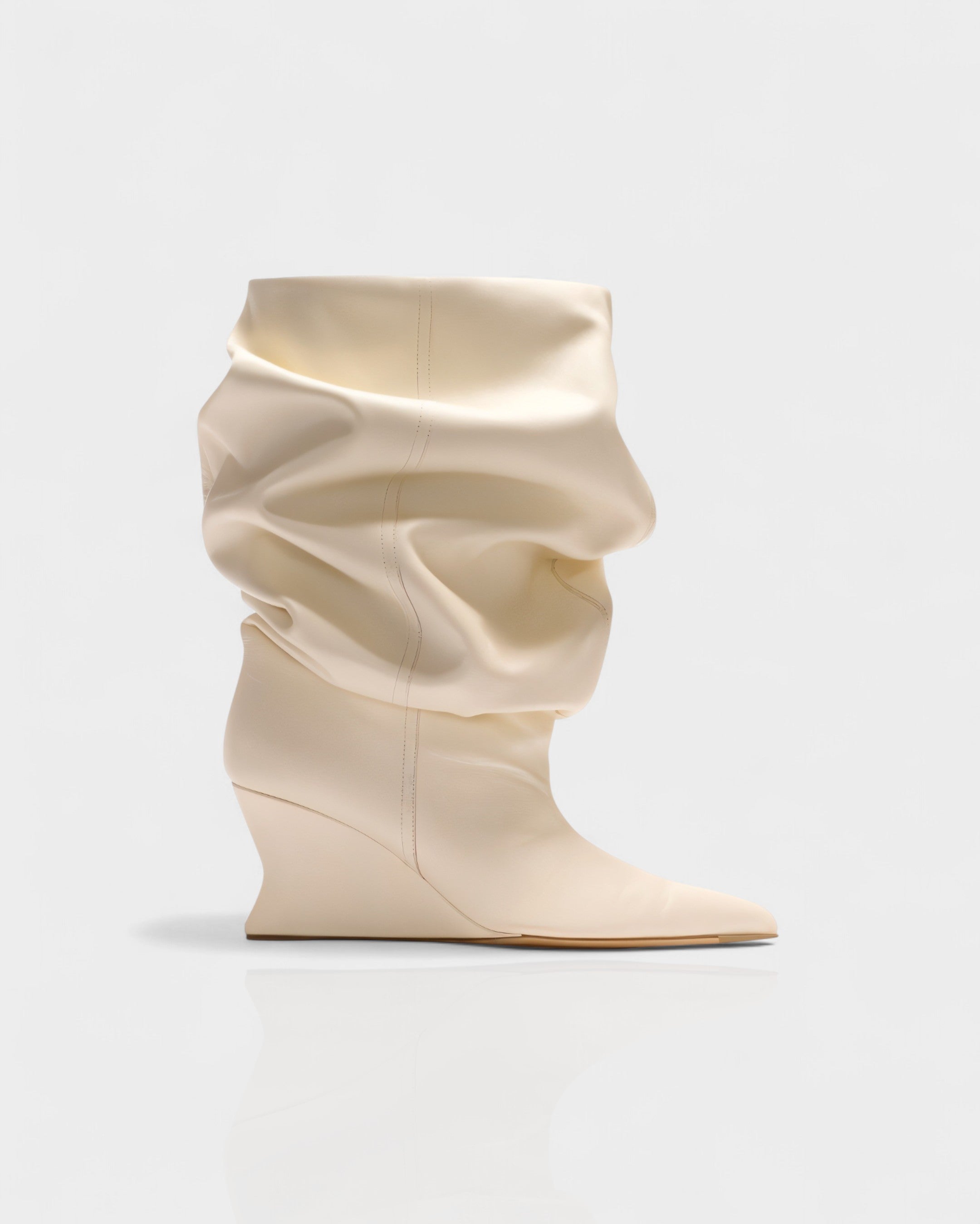 IRELLE | Slouchy Faux Leather Pointed Wedge Heel Boots