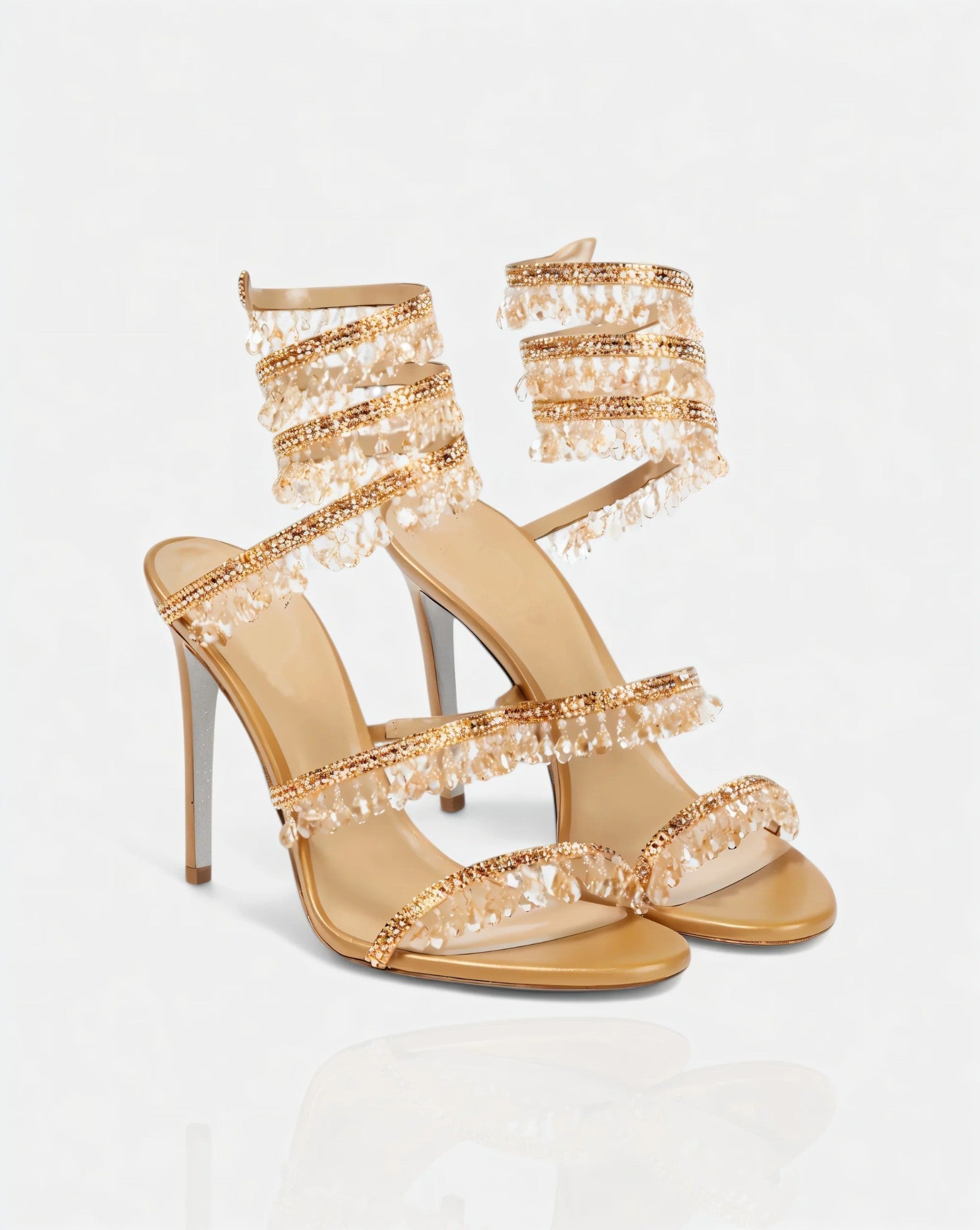 ALYRA | Rhinestone Tassel Ankle-Wrap High Heels