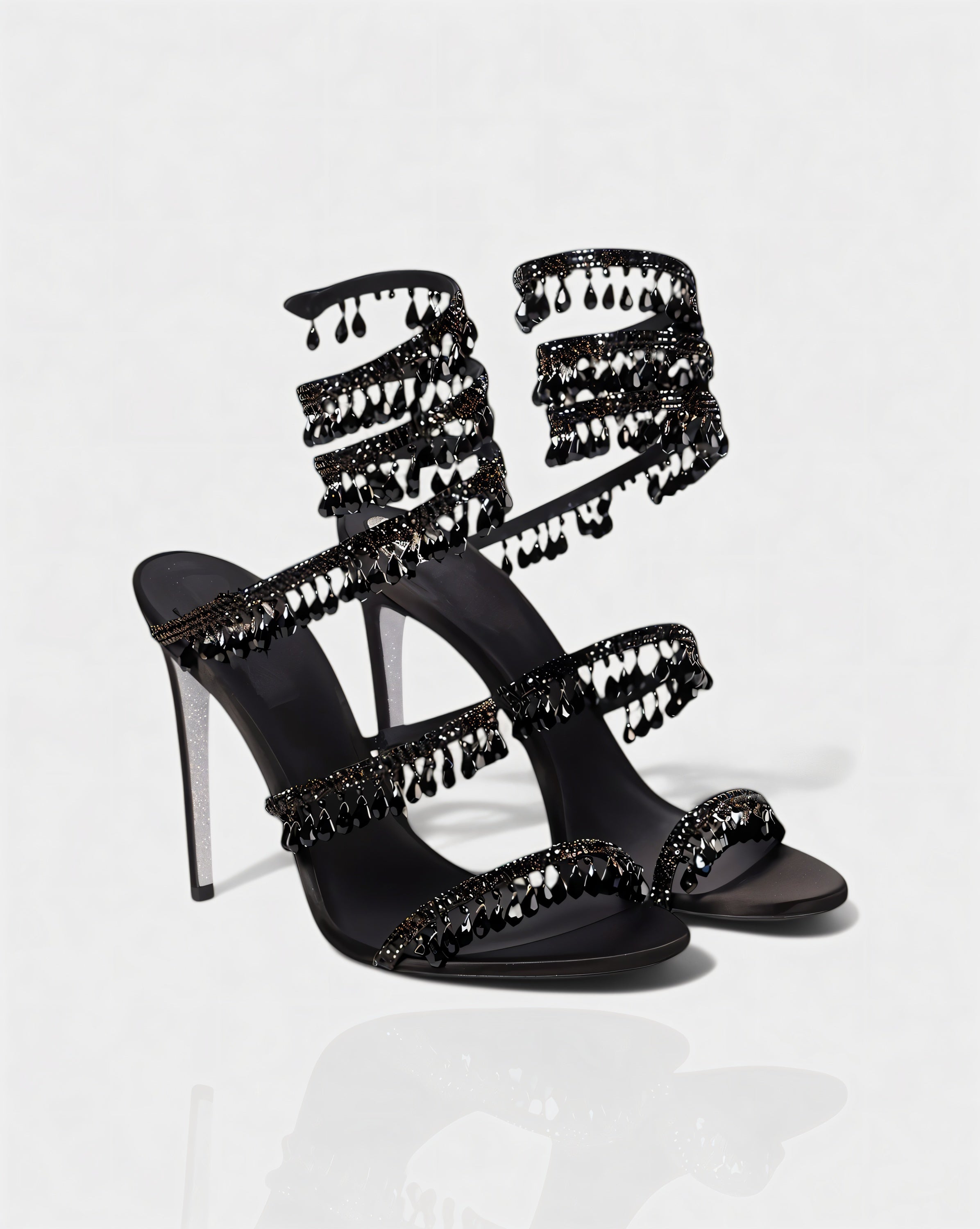 ALYRA | Rhinestone Tassel Ankle-Wrap High Heels