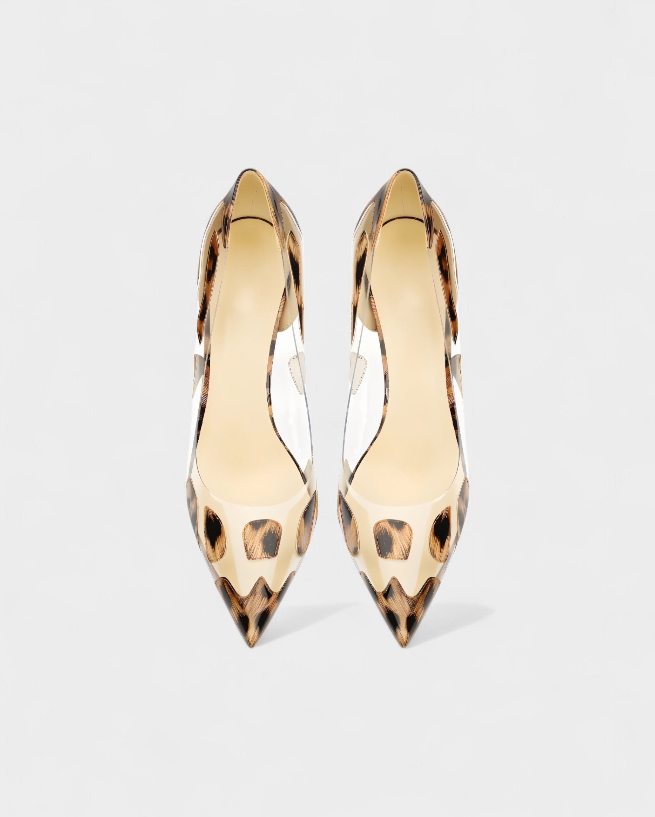 DALYA | Transparent Pointed-Toe Leopard Heels