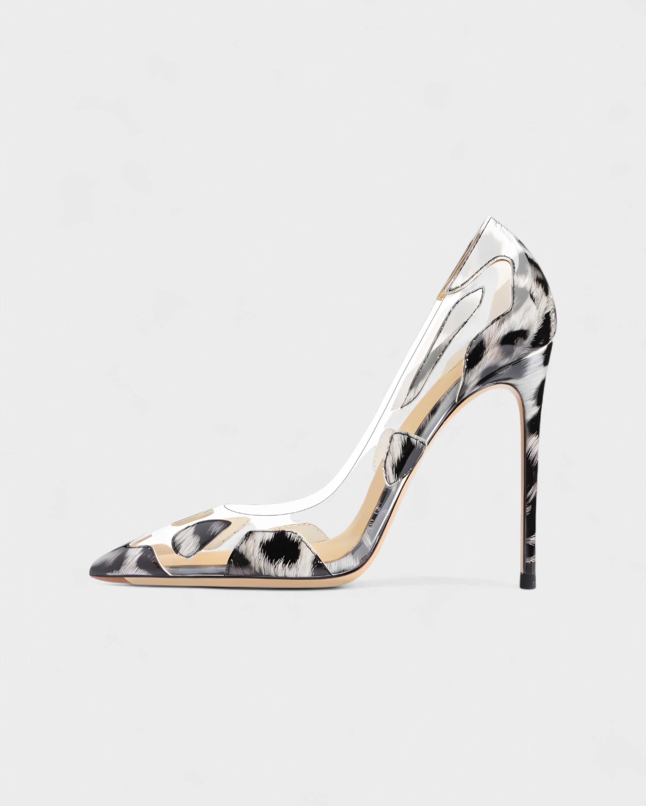 DALYA | Transparent Pointed-Toe Leopard Heels