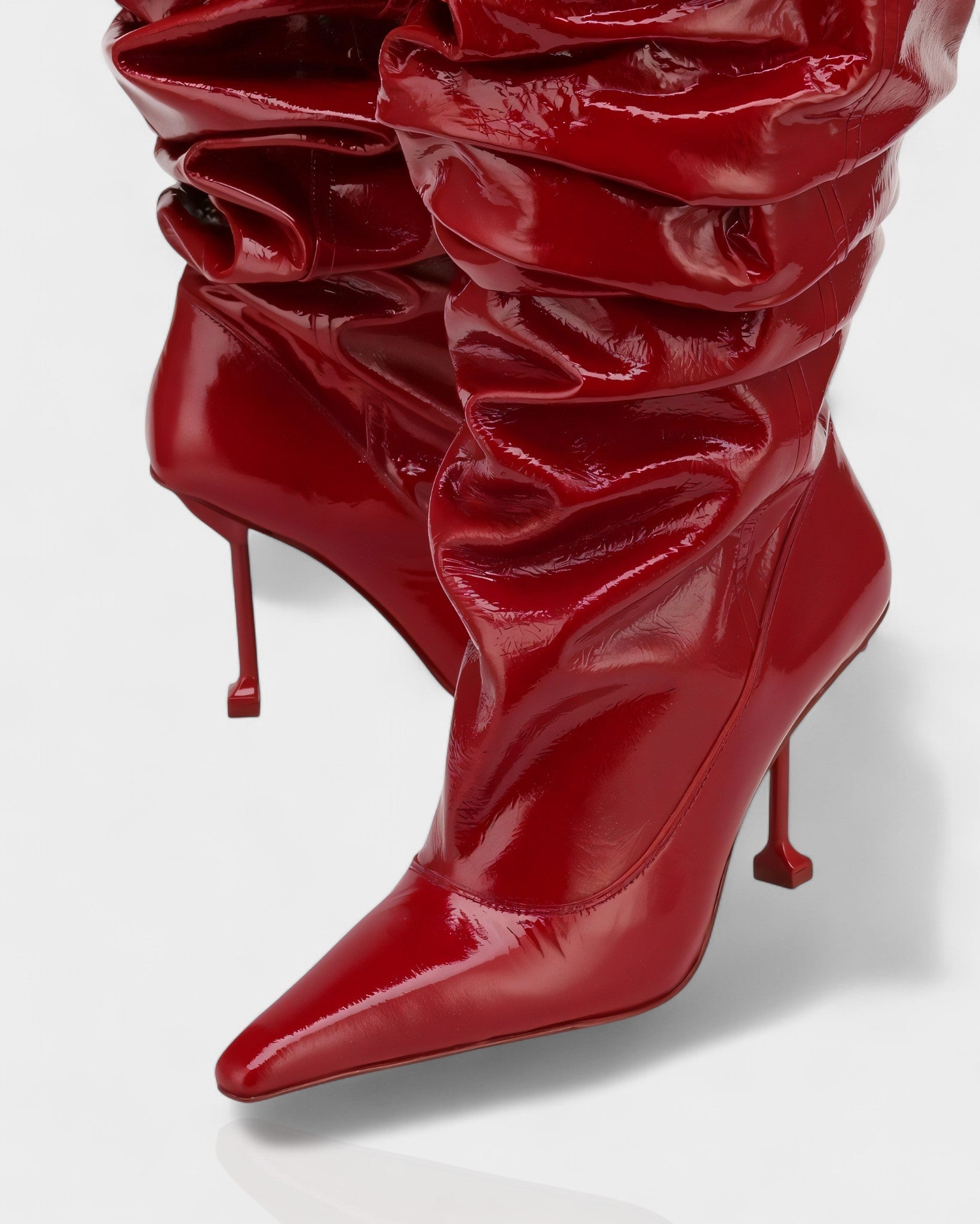 BELLARA | Faux Leather Slouchy Pointed Toe Stiletto Boots