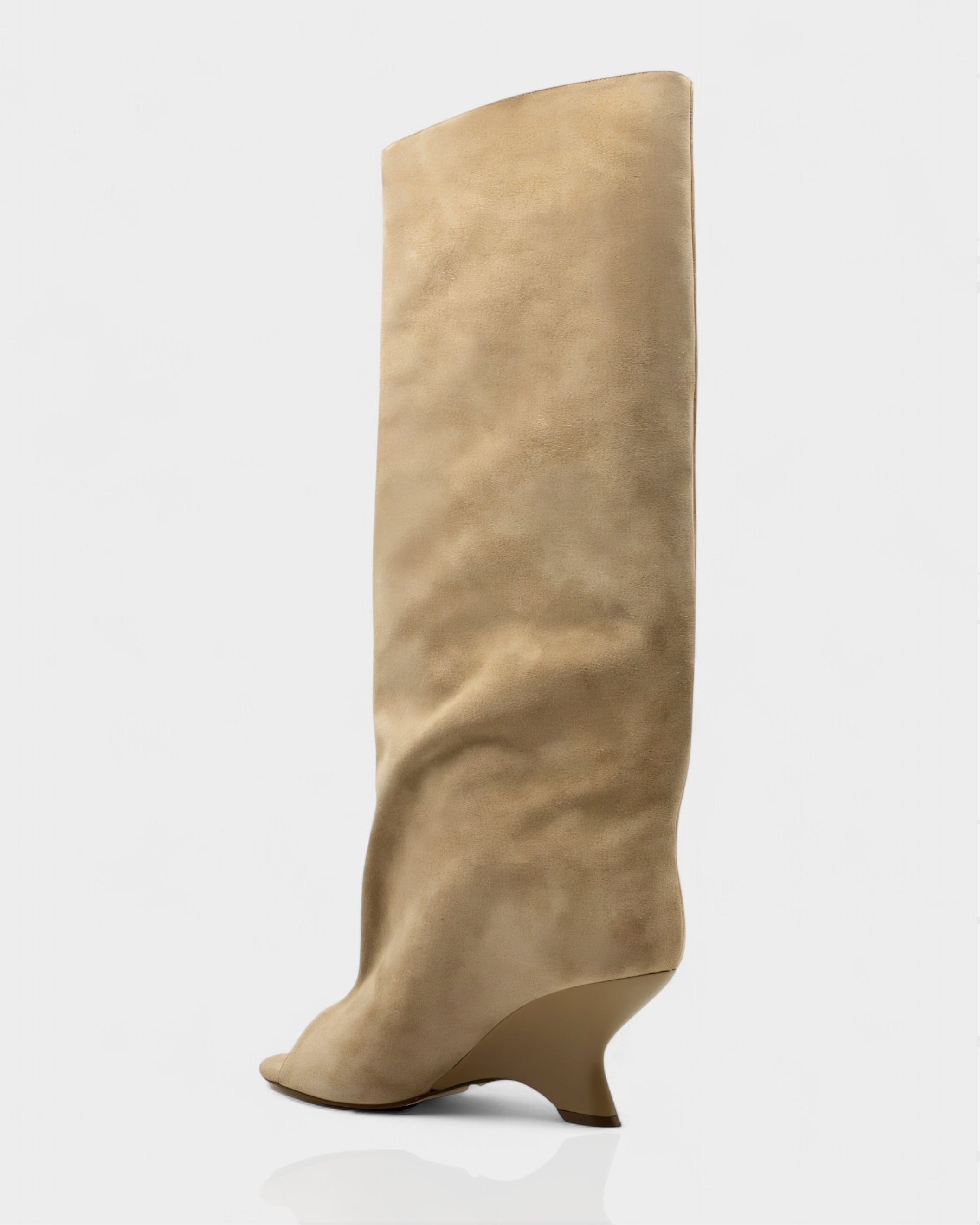 HELIRA | Peep Toe Wedge Knee High Boots