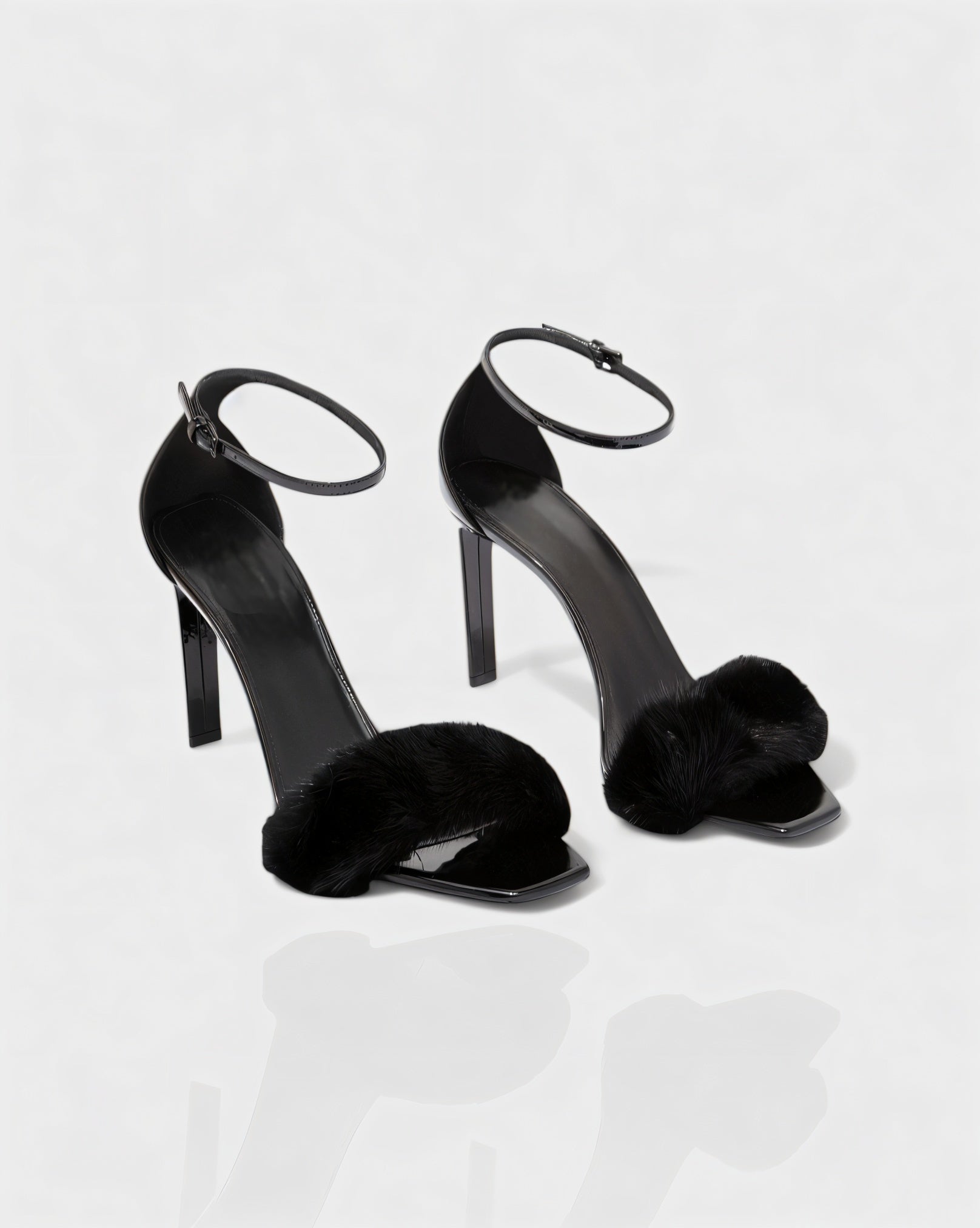 ILUNA | Mink Fur Strap Heels