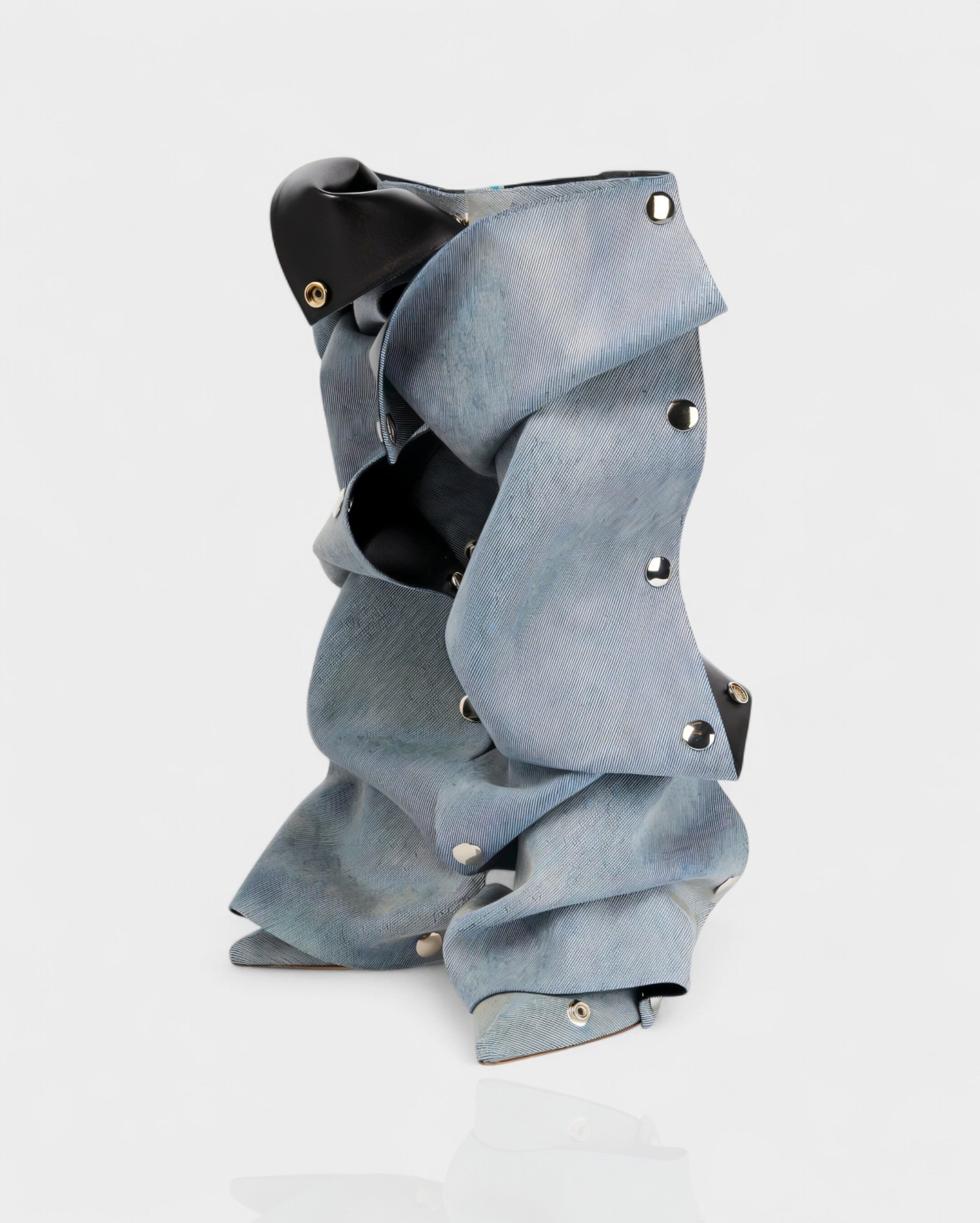 KIVARA | Stiletto Heel Fold-Over Rivet Knee-High Boots