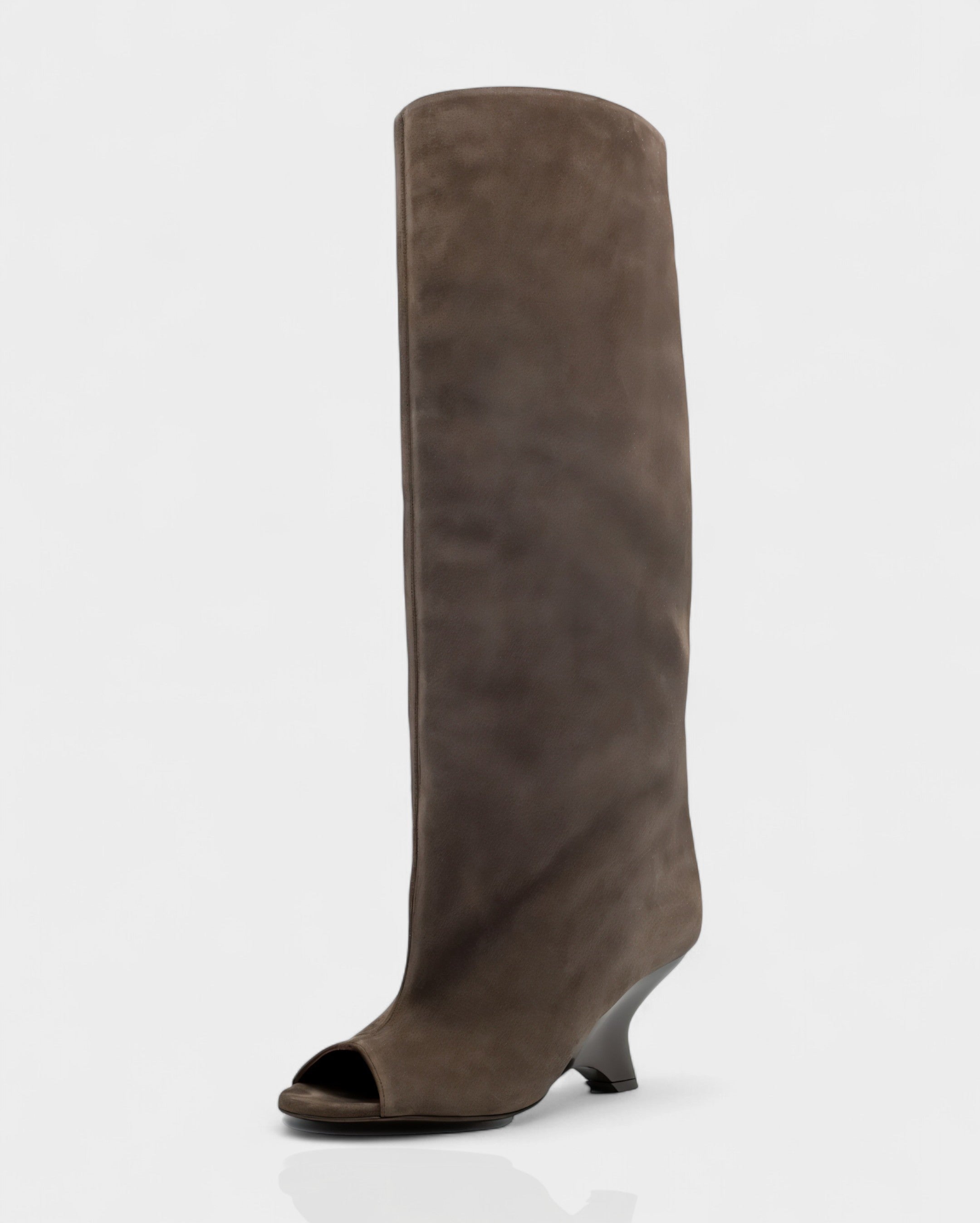 HELIRA | Peep Toe Wedge Knee High Boots