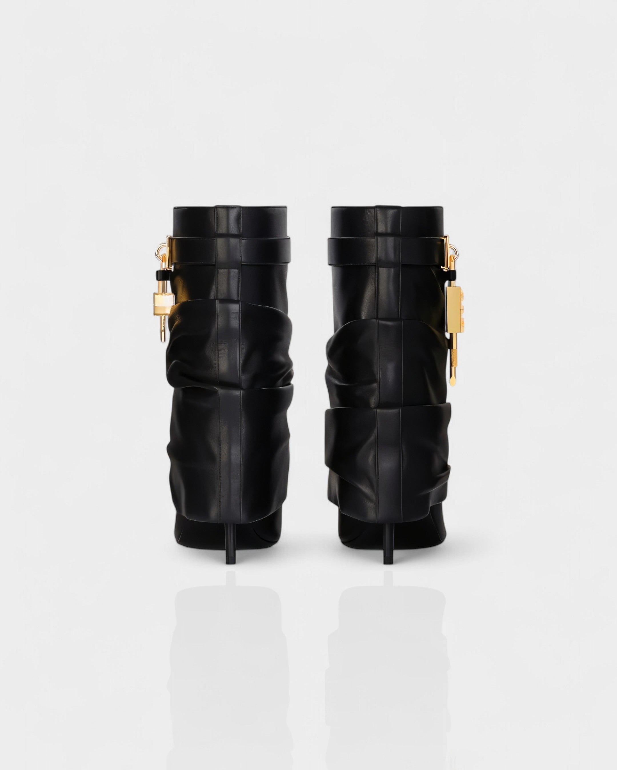 HALINA | Padlock Slouch Stiletto Ankle Boots