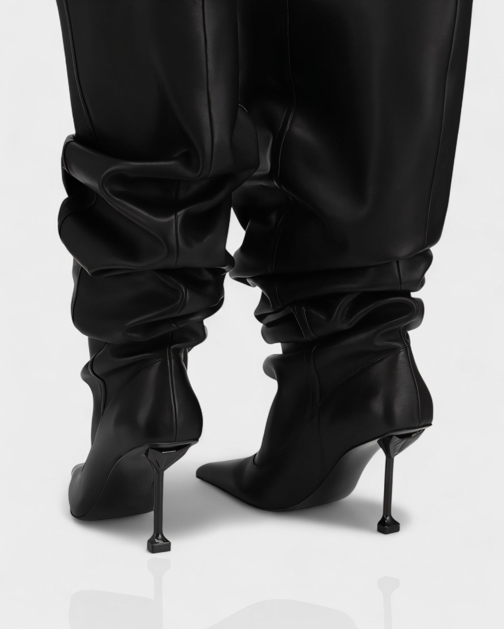 BELLARA | Faux Leather Slouchy Pointed Toe Stiletto Boots