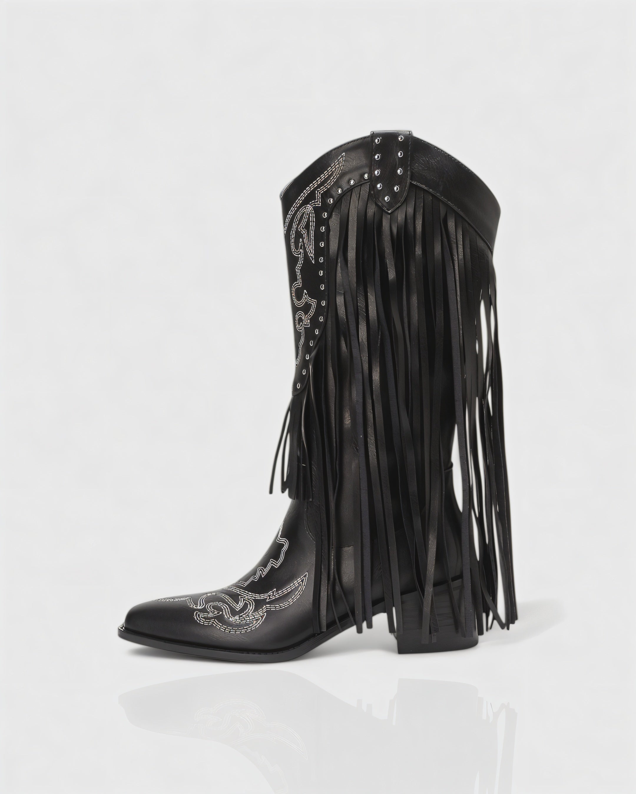 MITHENA | Fringe Studded Cowboy Boots