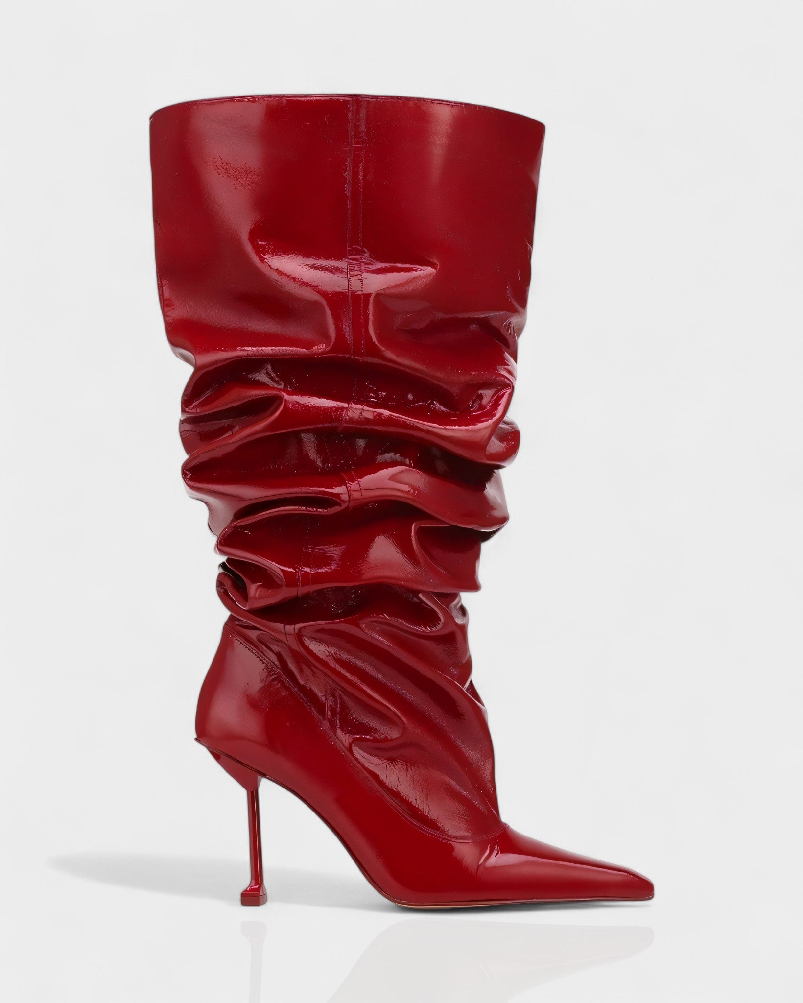 BELLARA | Faux Leather Slouchy Pointed Toe Stiletto Boots