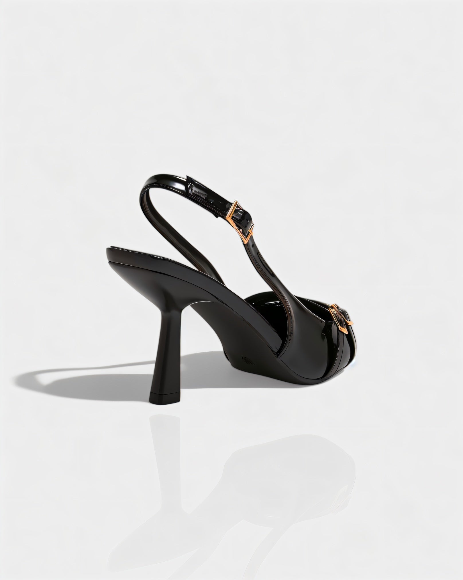 VALEN | Patent Buckle Slingback Heels