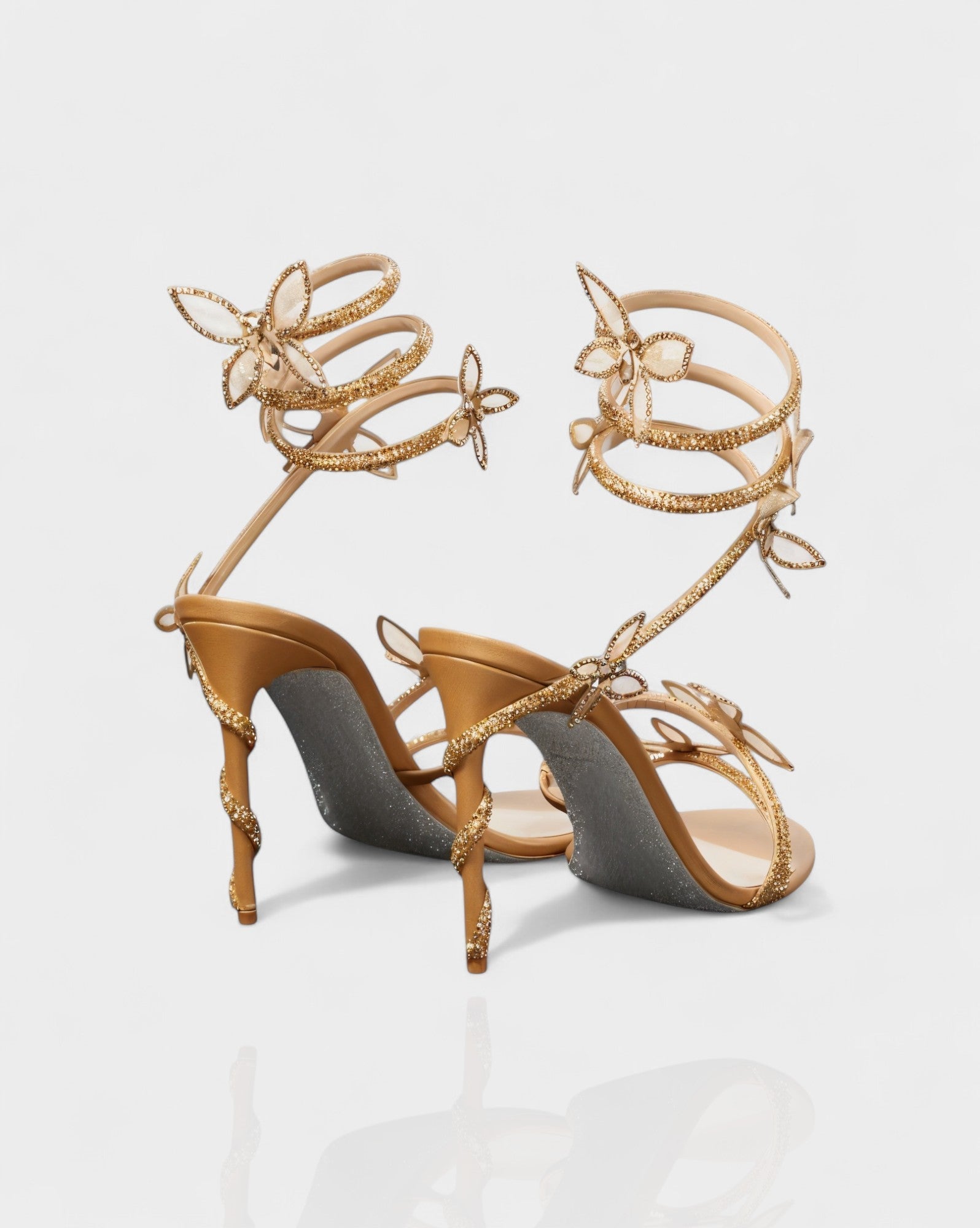 LYNA | Crystal Butterfly Spiral High Heels