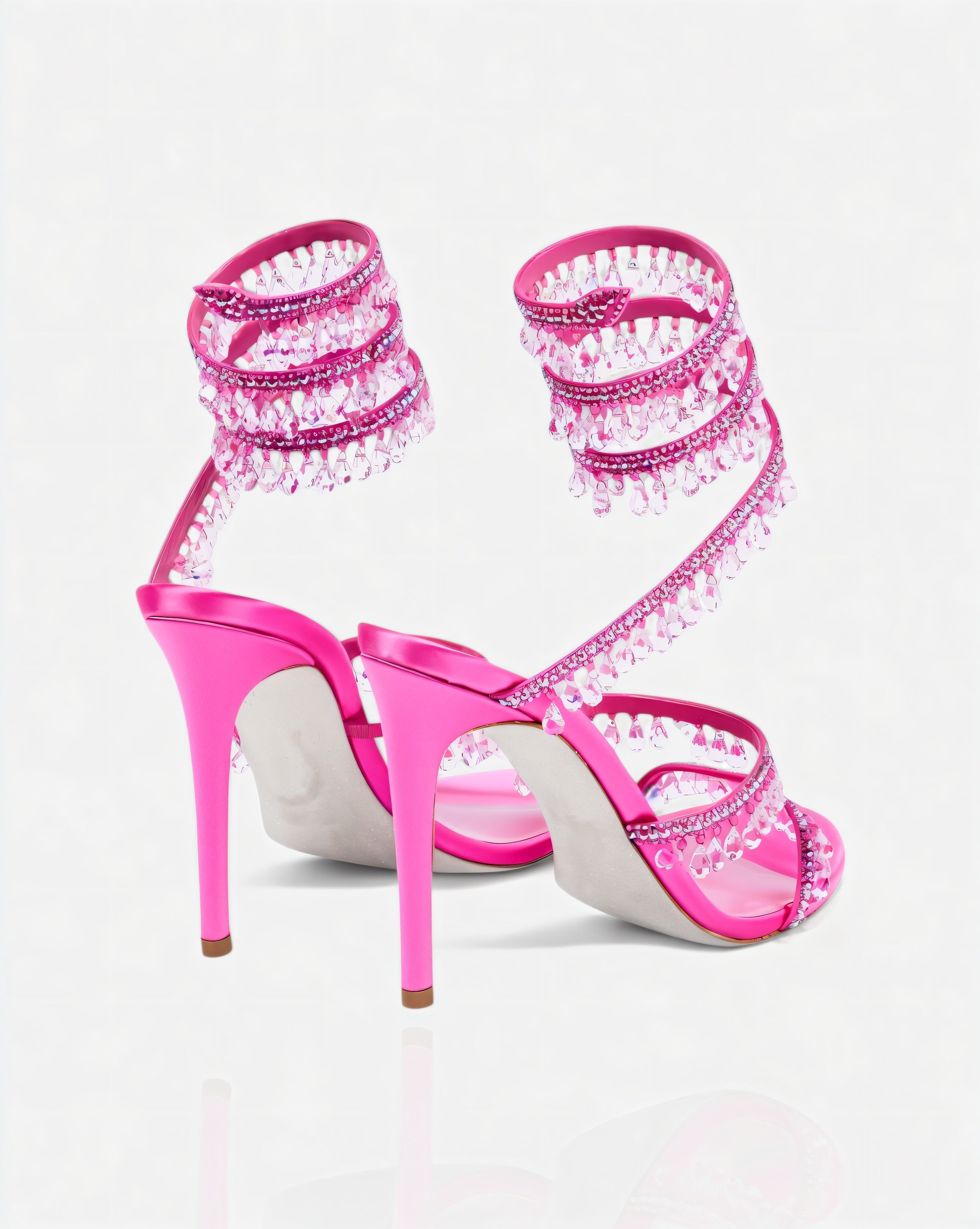 ALYRA | Rhinestone Tassel Ankle-Wrap High Heels