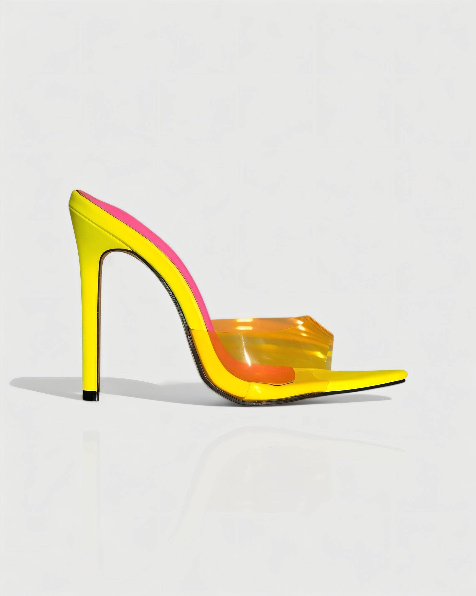 TRINNA | Contrast Clear Strap Pointed Toe Heels