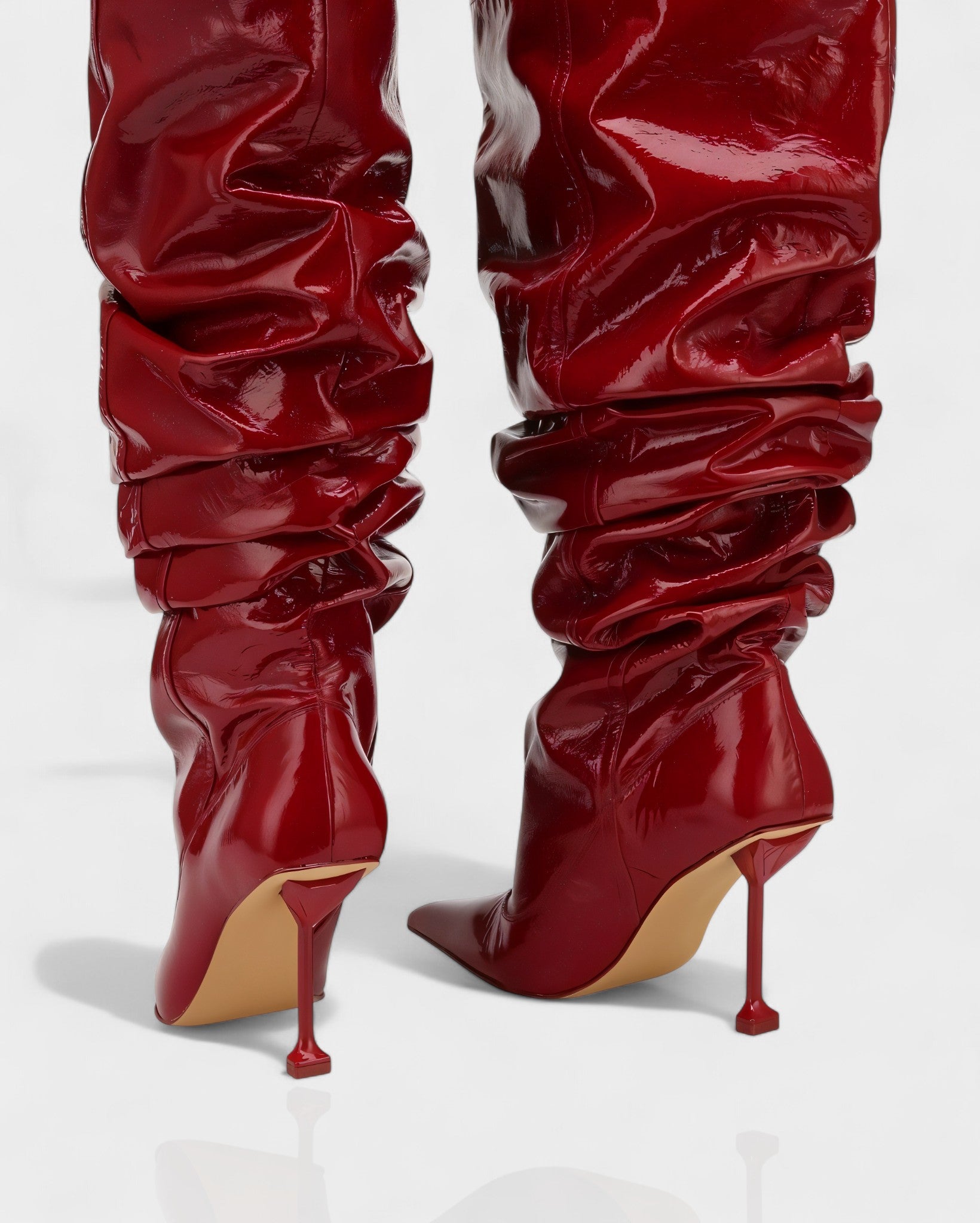 BELLARA | Faux Leather Slouchy Pointed Toe Stiletto Boots