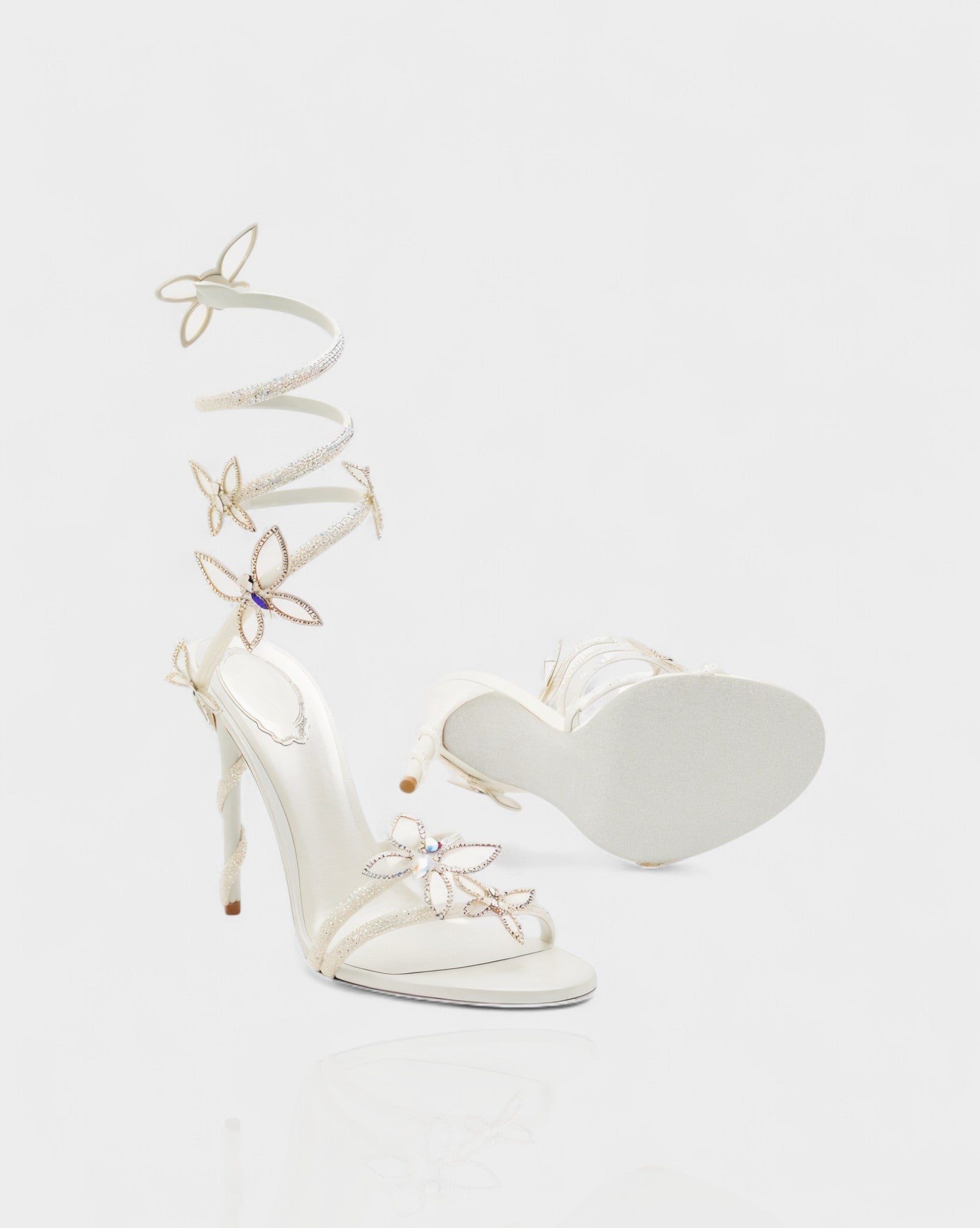 LYNA | Crystal Butterfly Spiral High Heels