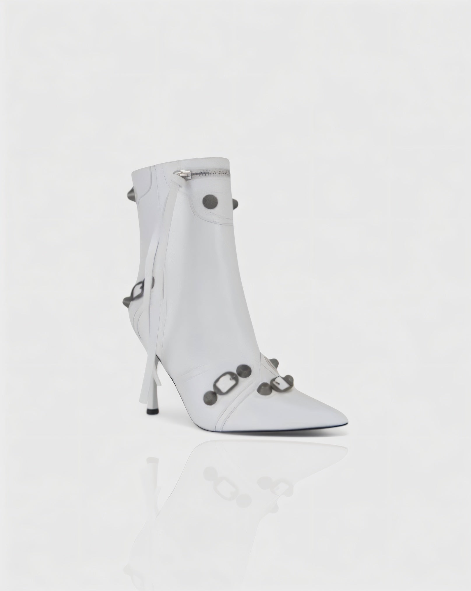 REVINA | Studded Leather Pointed-Toe Ankle Boots