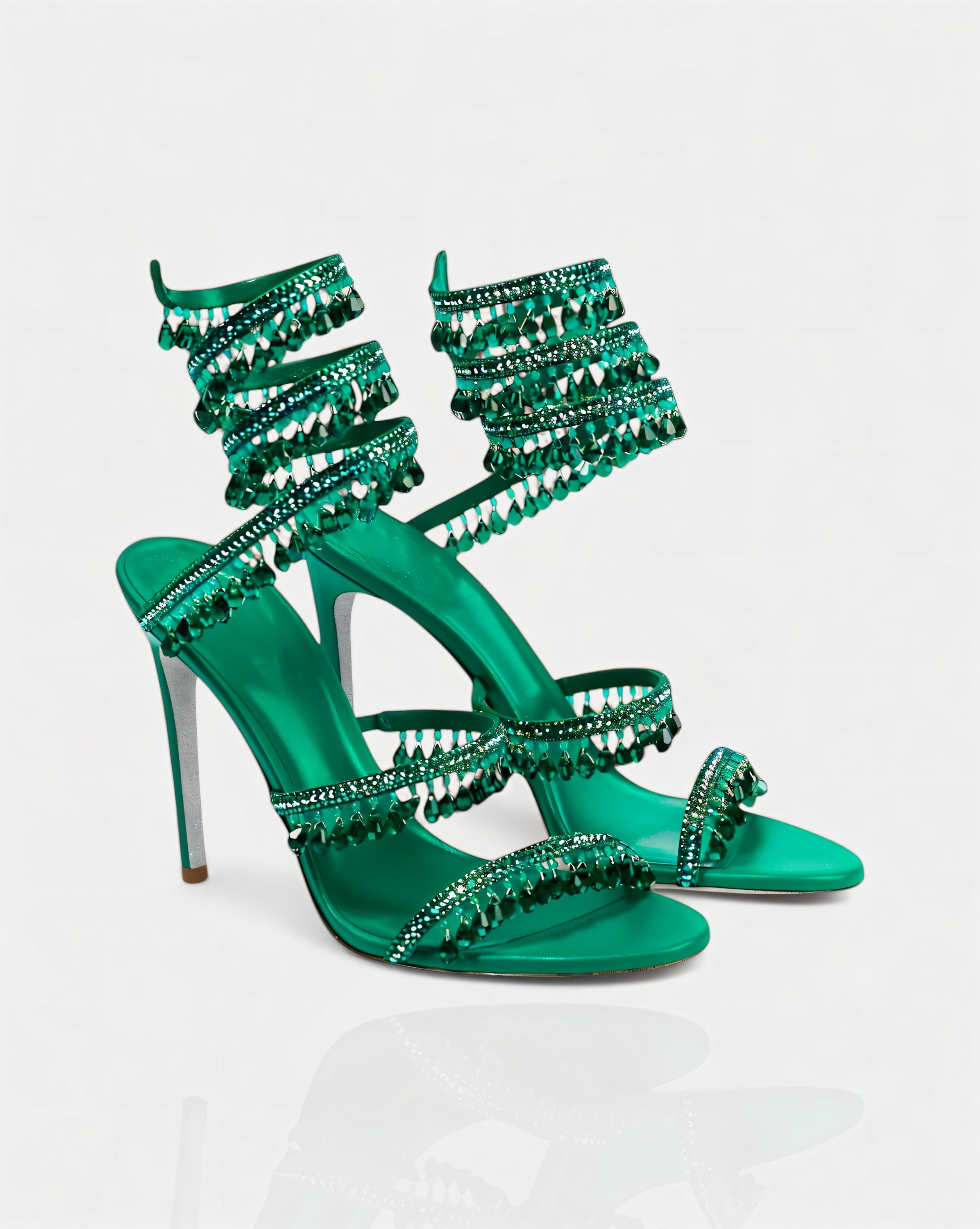 ALYRA | Rhinestone Tassel Ankle-Wrap High Heels