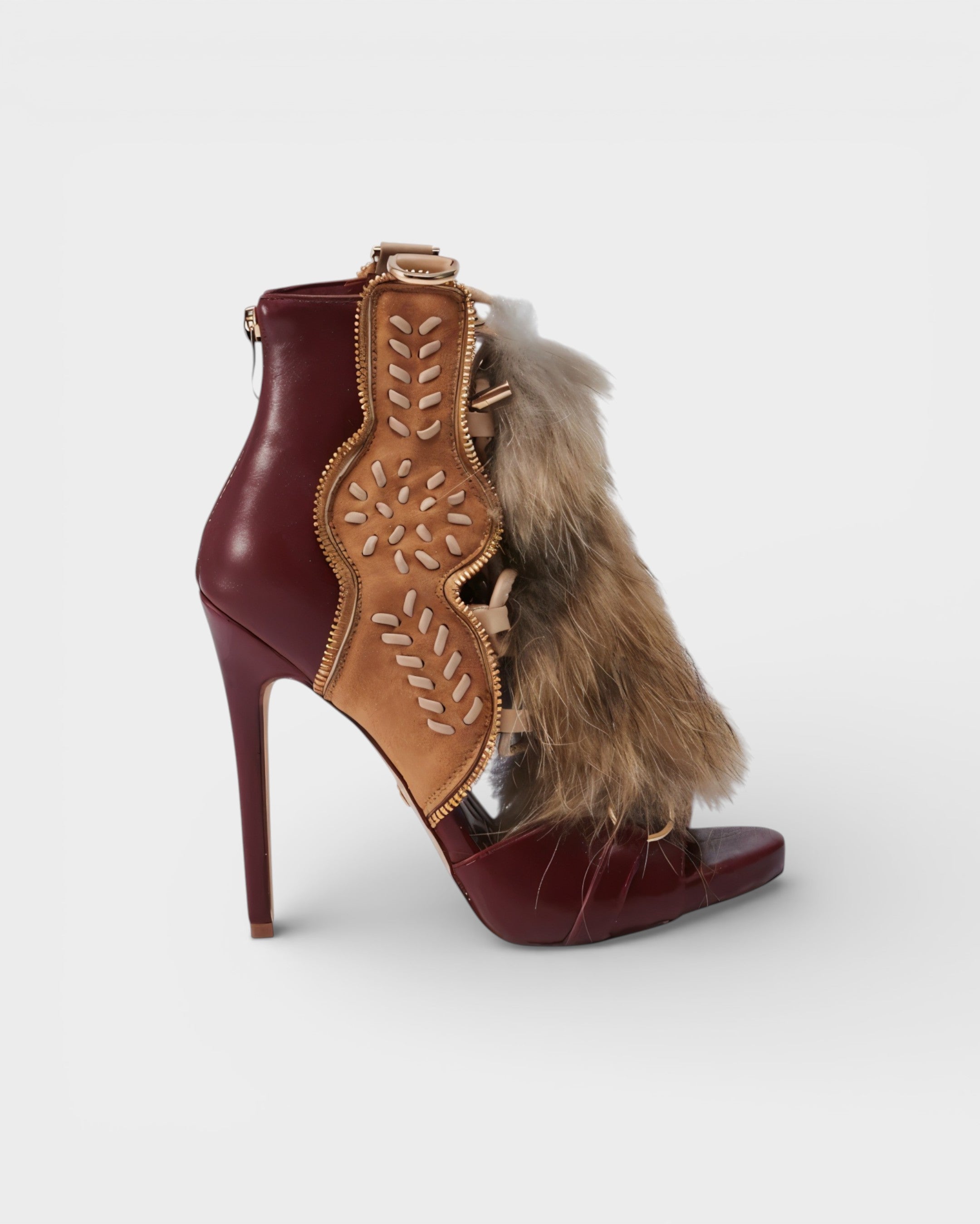 KELLA | Faux-Fur Lace-Up Stiletto Heels