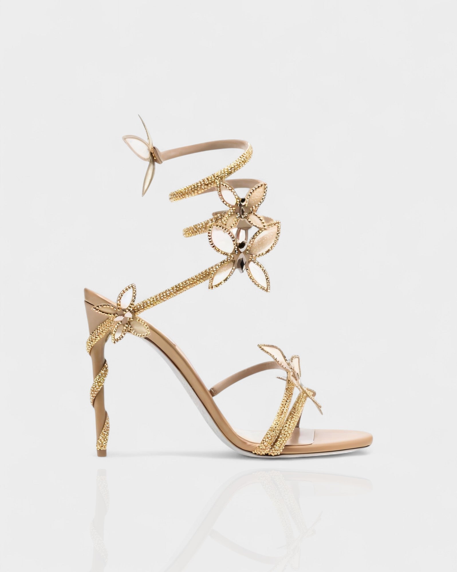 LYNA | Crystal Butterfly Spiral High Heels