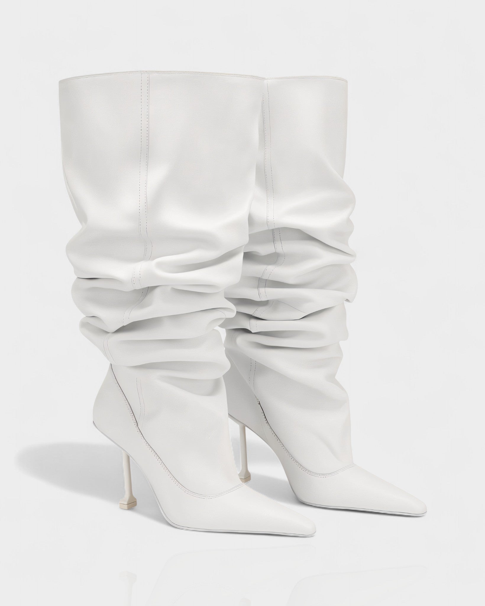 BELLARA | Faux Leather Slouchy Pointed Toe Stiletto Boots