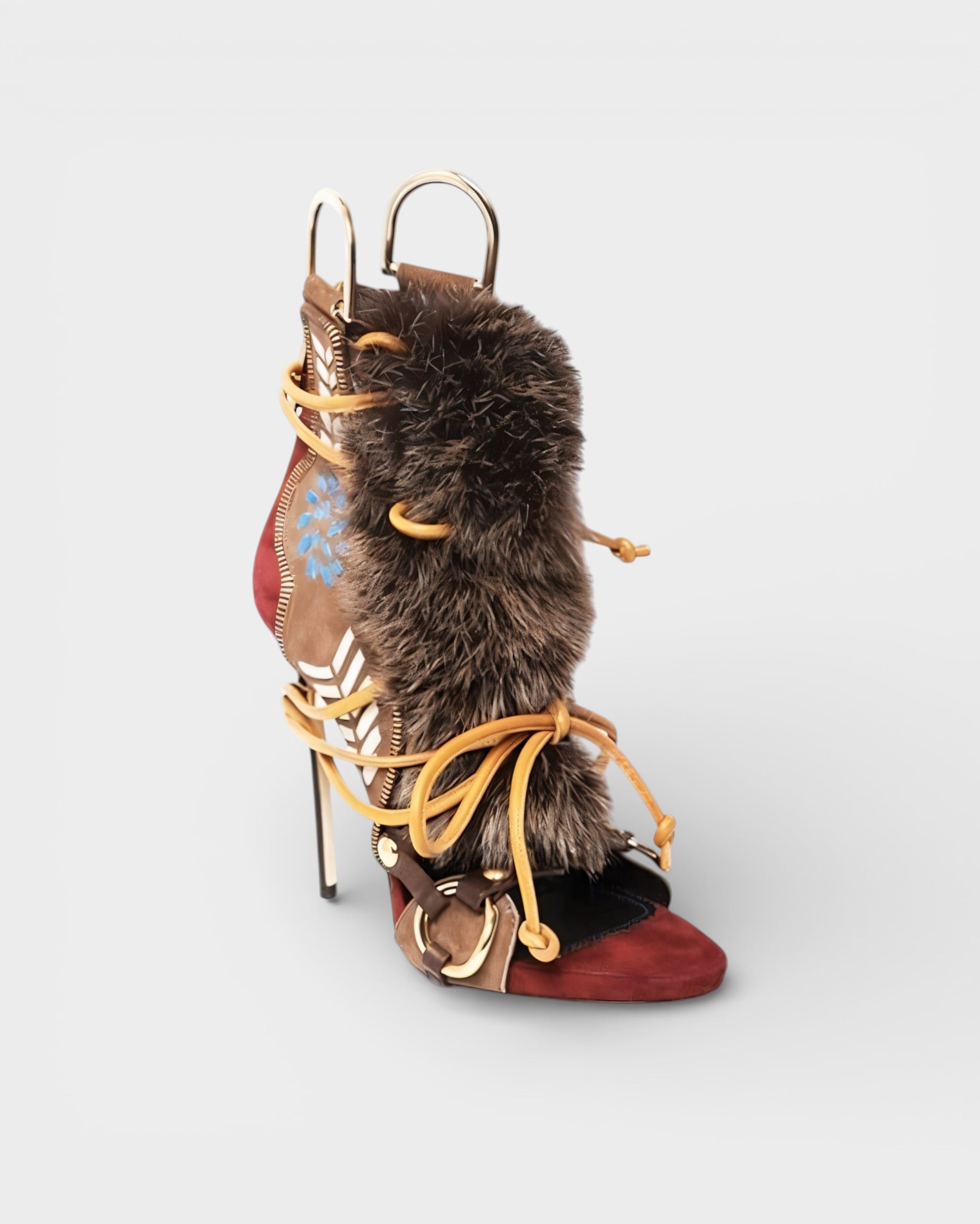 KELLA | Faux-Fur Lace-Up Stiletto Heels