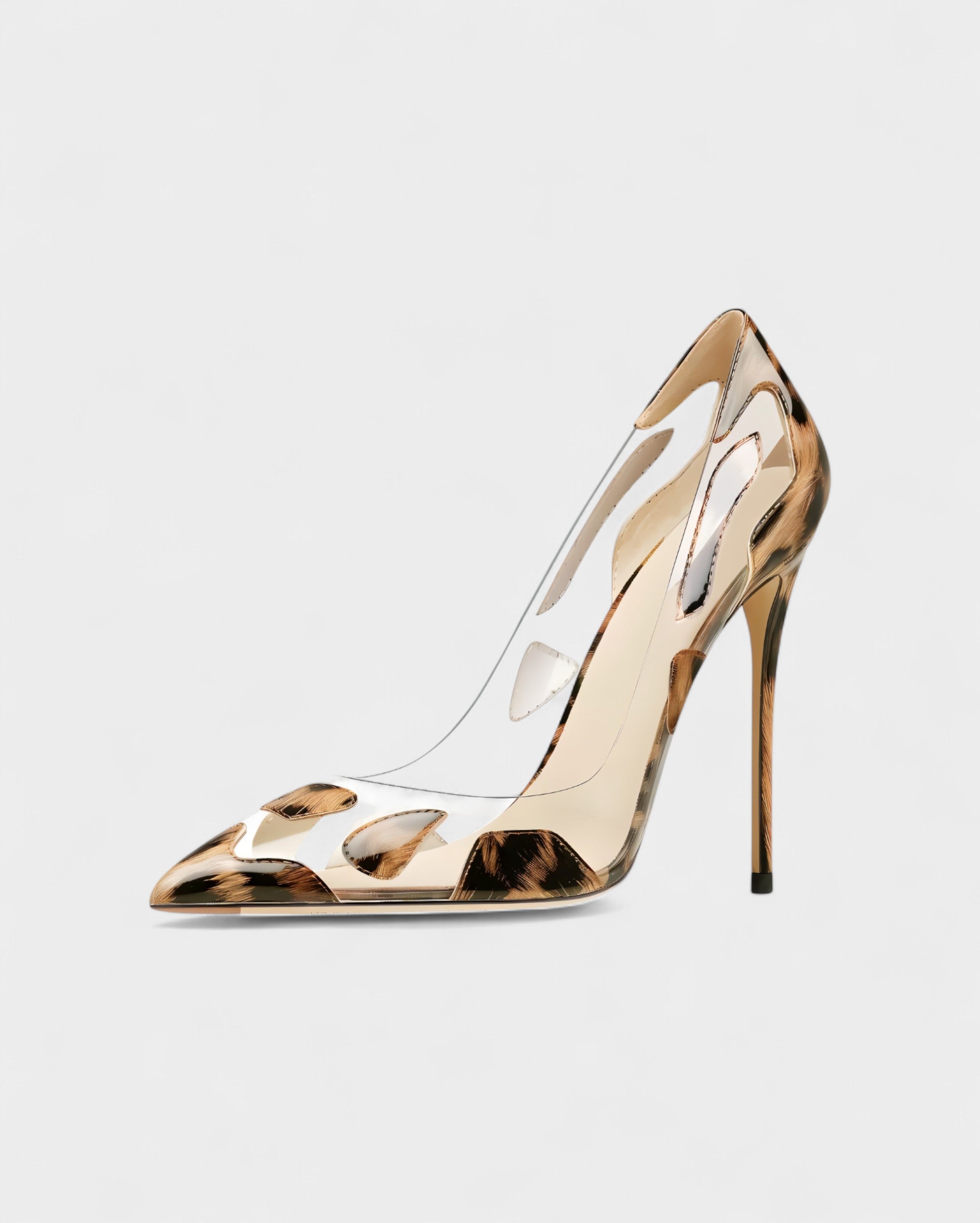 DALYA | Transparent Pointed-Toe Leopard Heels