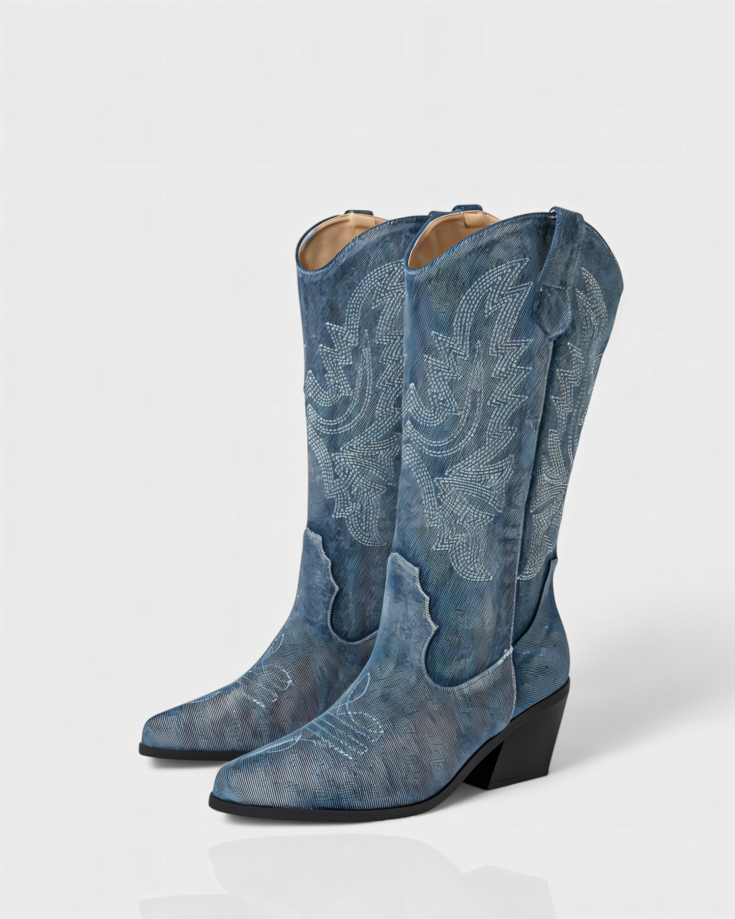 ALIANA | Embroidered Denim Cowboy Boots