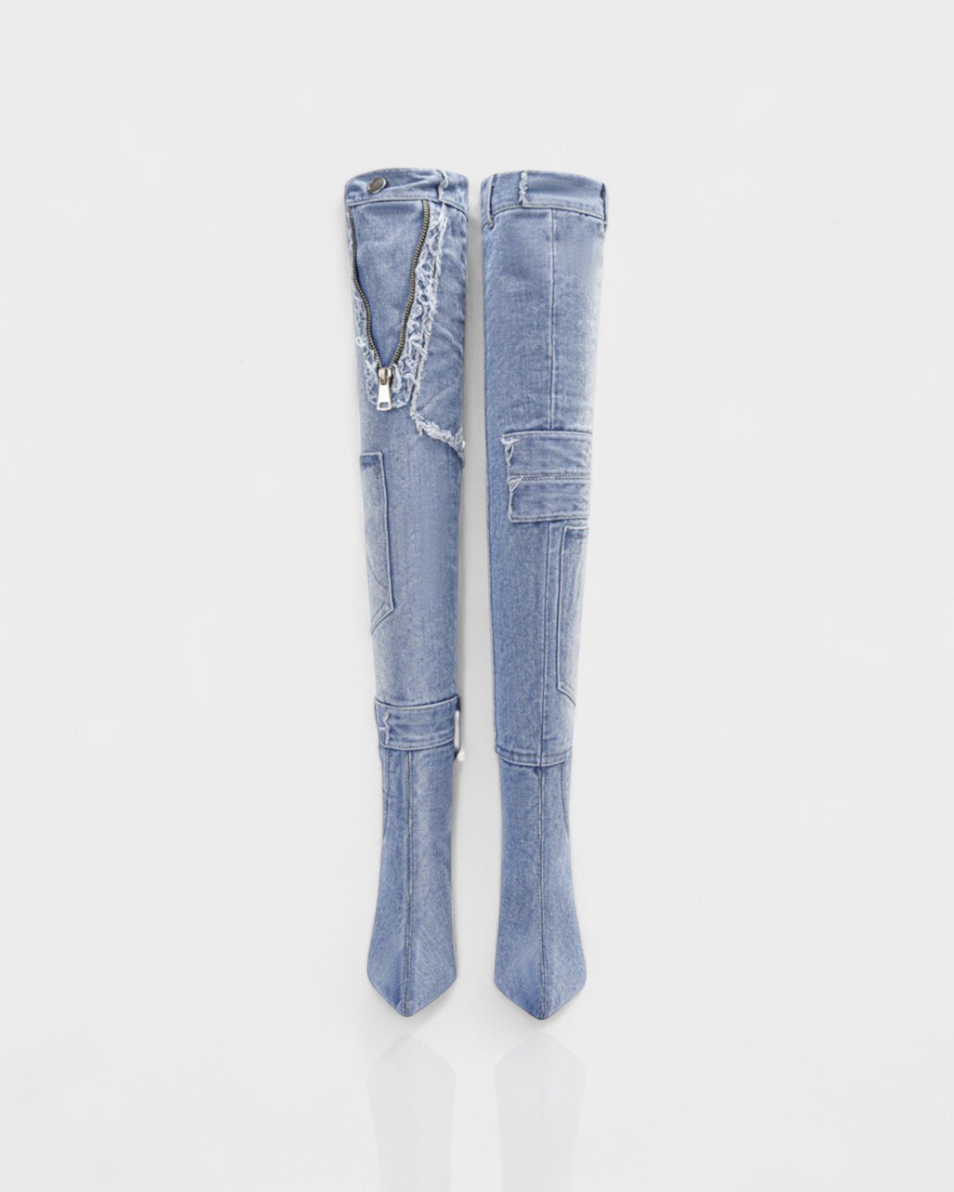 KACY | Denim High-Rise Stiletto Boots