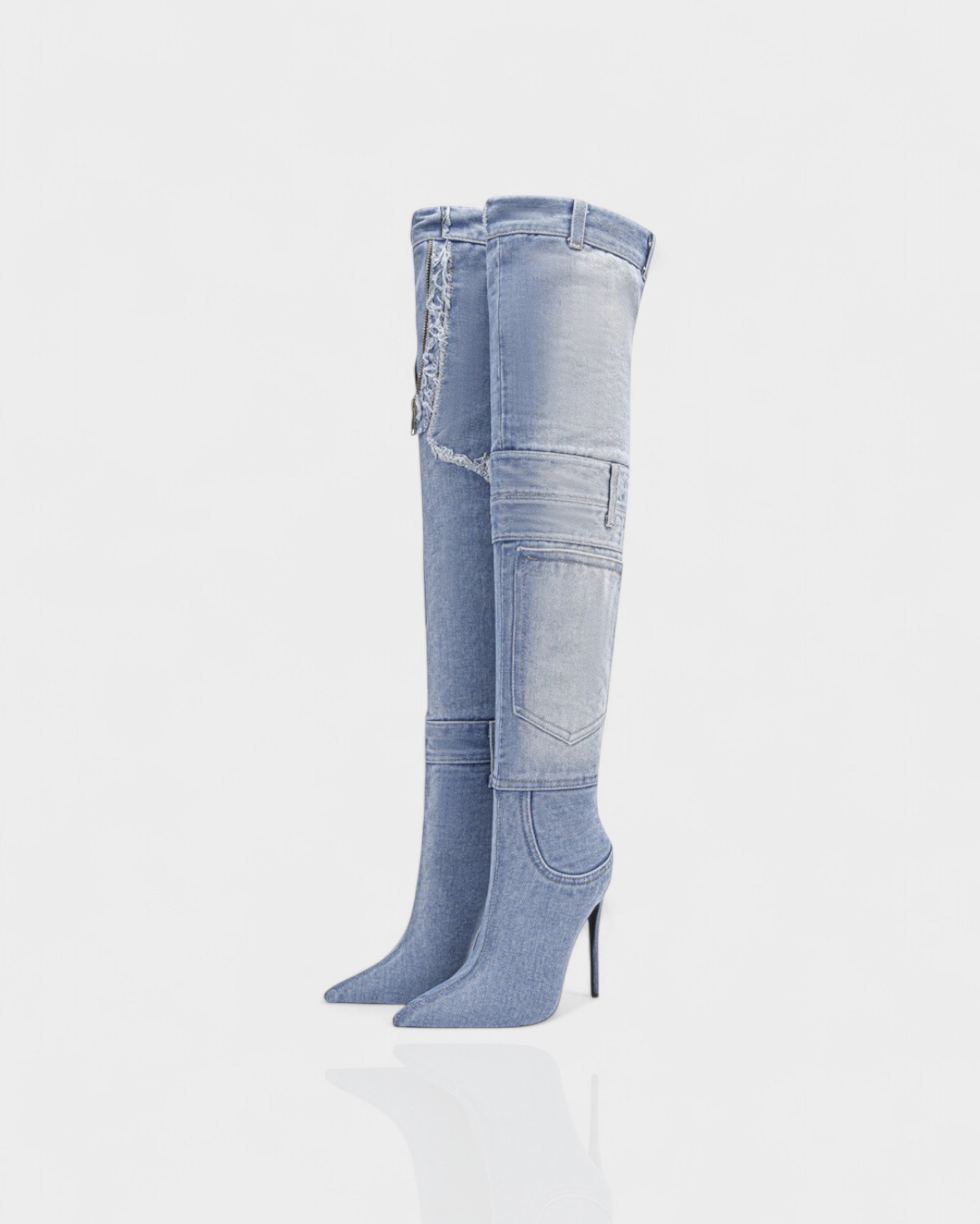 KACY | Denim High-Rise Stiletto Boots